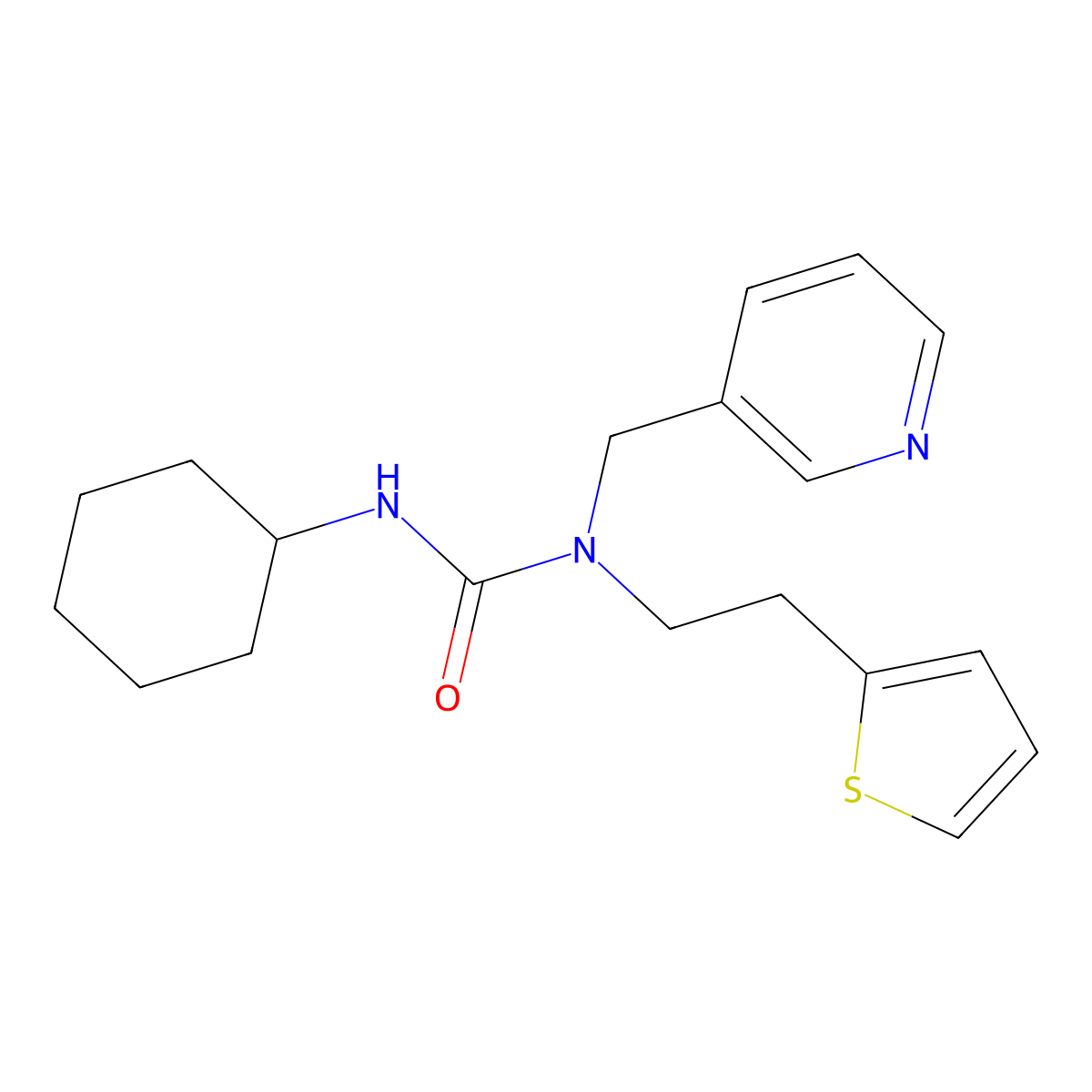 3-Cyclohexyl-1-(pyridin-3-ylmethyl)-1-(2-(thiophen-2-yl)ethyl)urea molecular structure, CAS 1396876-10-0