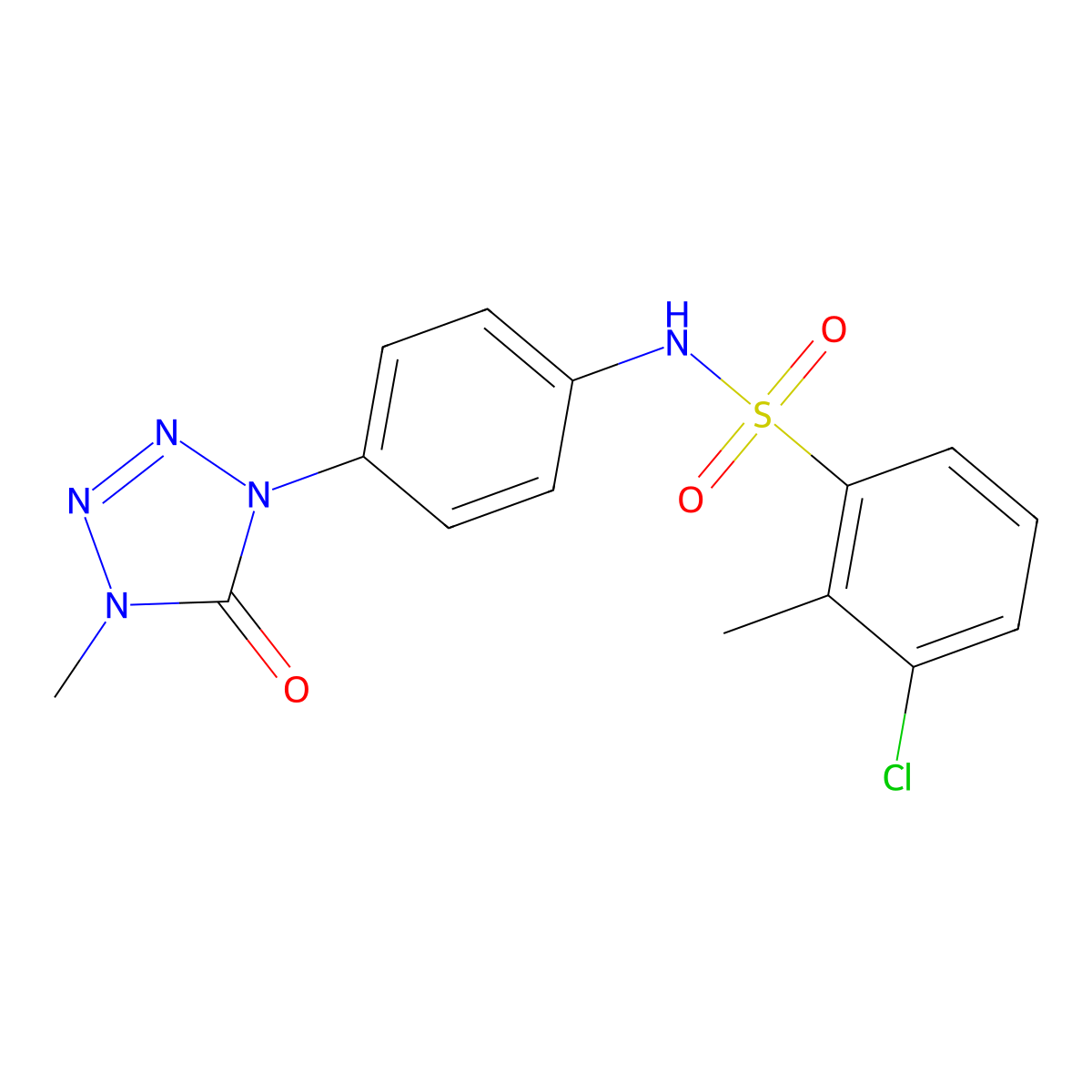 3-chloro-2-methyl-N-(4-(4-methyl-5-oxo-4,5-dihydro-1H-tetrazol-1-yl)phenyl)benzenesulfonamide molecular structure, CAS 1396876-12-2