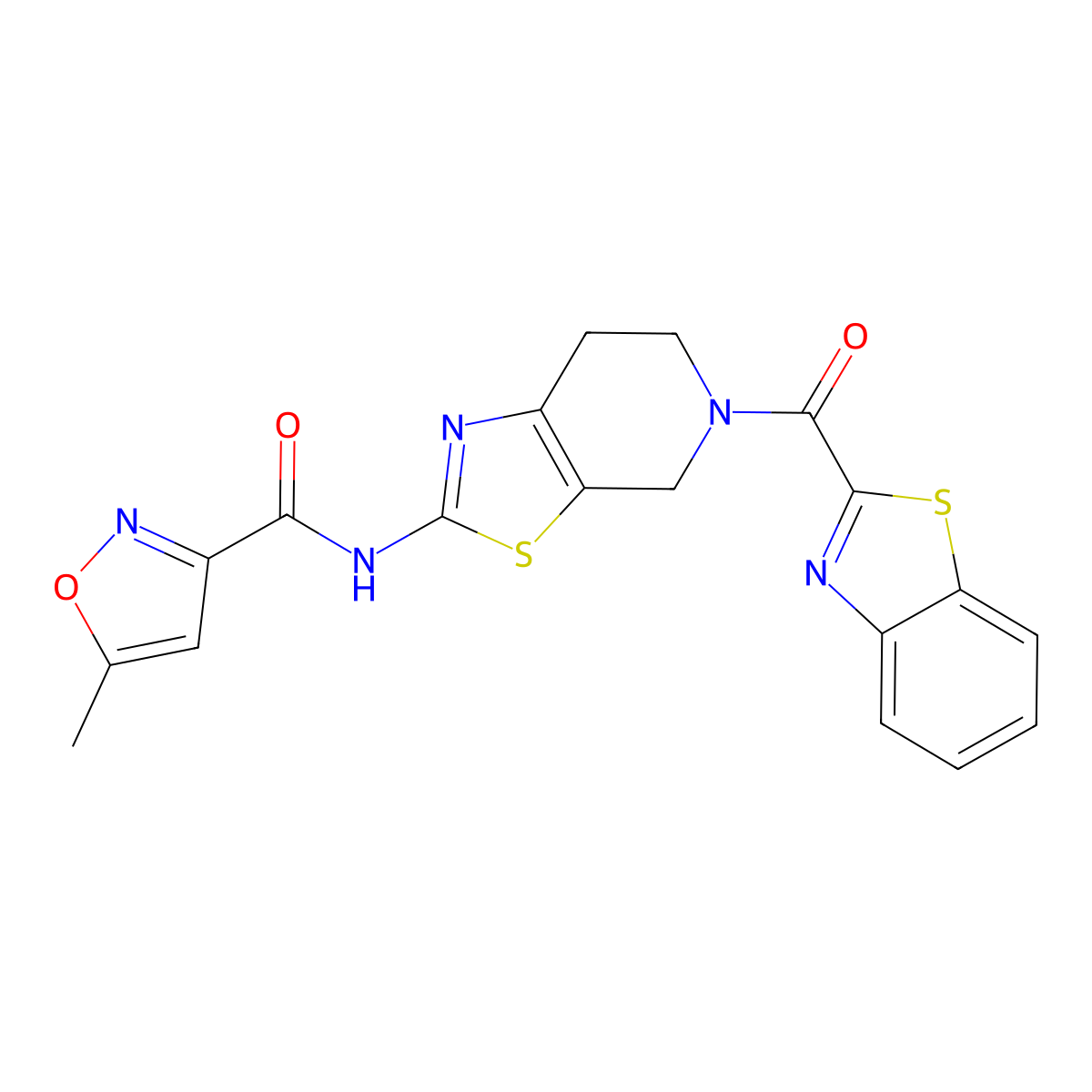N-(5-(benzo[d]thiazole-2-carbonyl)-4,5,6,7-tetrahydrothiazolo[5,4-c]pyridin-2-yl)-5-methylisoxazole-3-carboxamide molecular structure, CAS 1396876-14-4