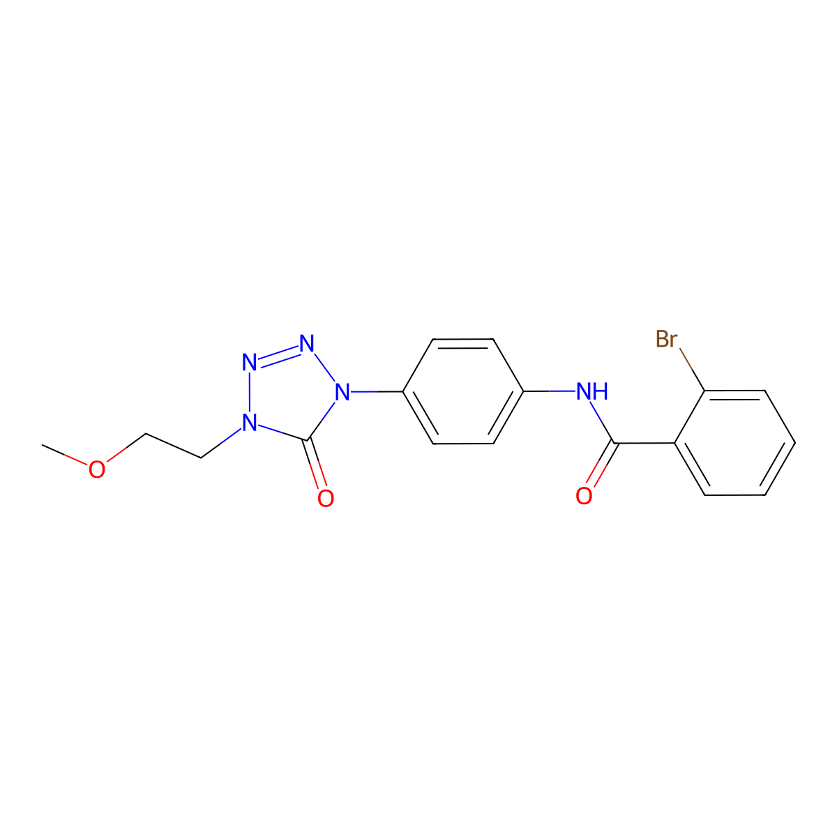 2-bromo-N-(4-(4-(2-methoxyethyl)-5-oxo-4,5-dihydro-1H-tetrazol-1-yl)phenyl)benzamide molecular structure, CAS 1396876-18-8