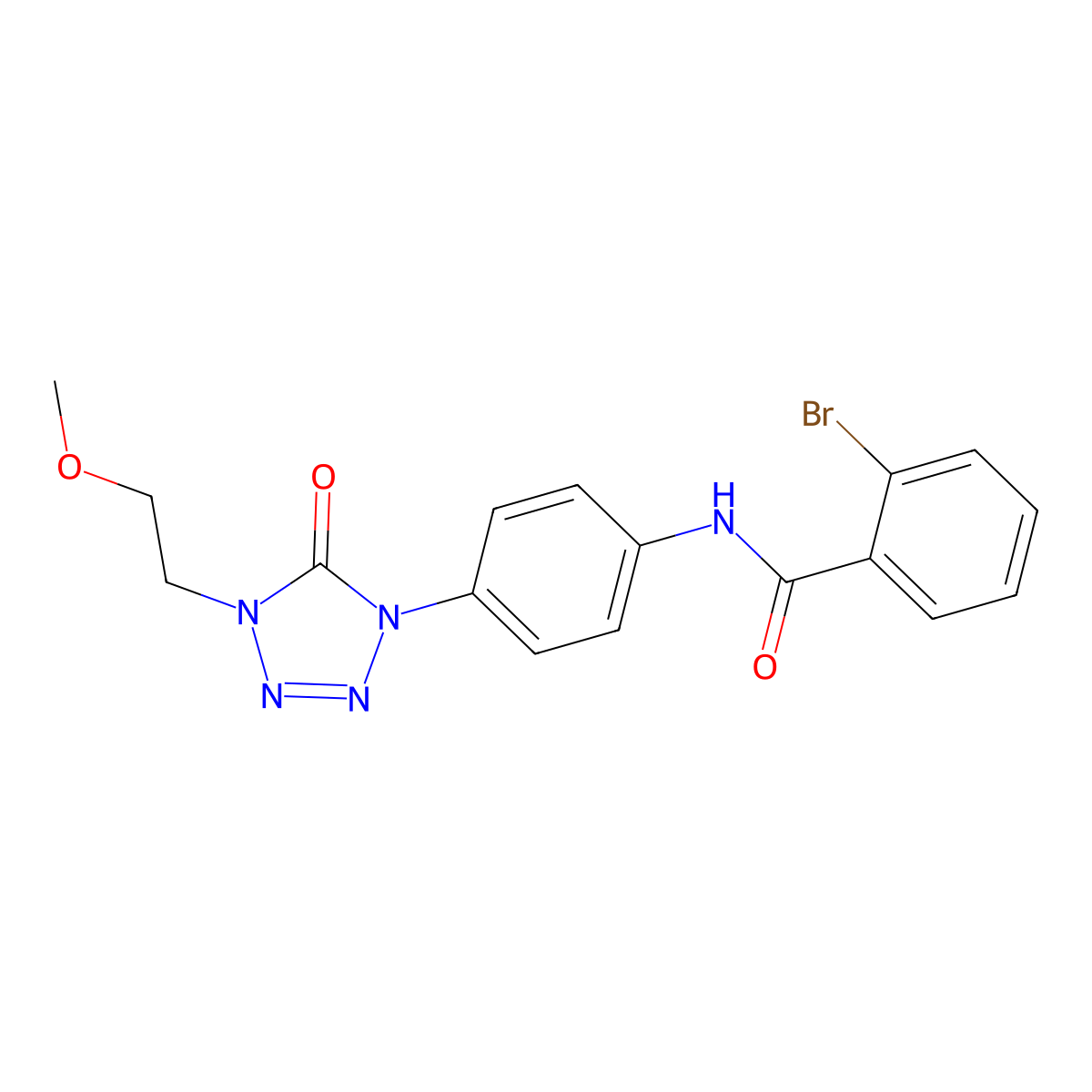 2-bromo-N-(4-(4-(2-methoxyethyl)-5-oxo-4,5-dihydro-1H-tetrazol-1-yl)phenyl)benzamide molecular structure, CAS 1396876-18-8