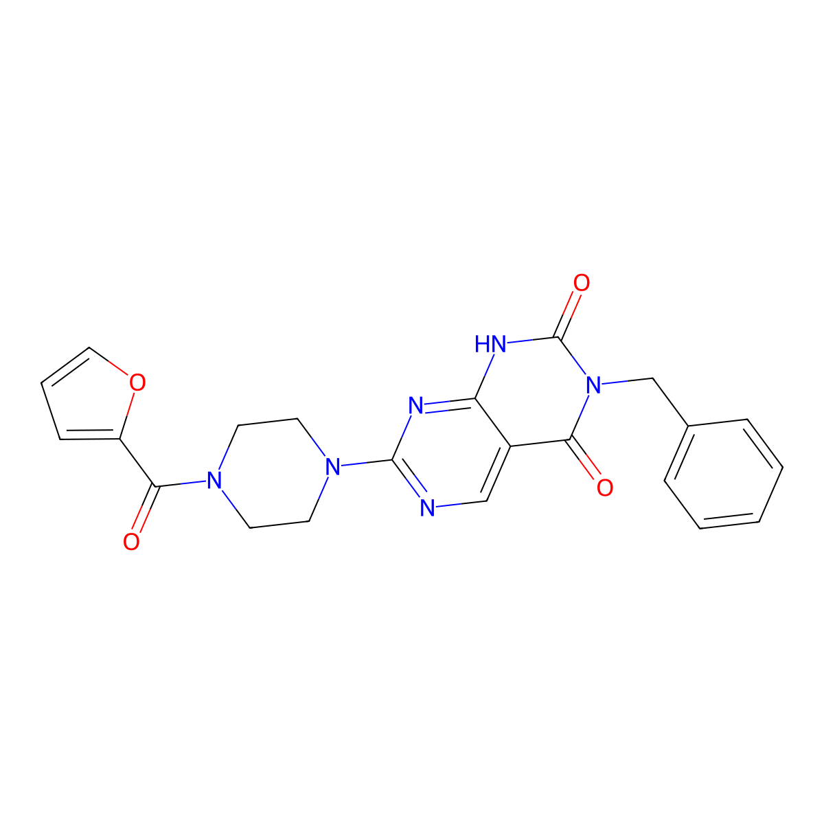 3-benzyl-7-(4-(furan-2-carbonyl)piperazin-1-yl)pyrimido[4,5-d]pyrimidine-2,4(1H,3H)-dione molecular structure, CAS 1396876-19-9