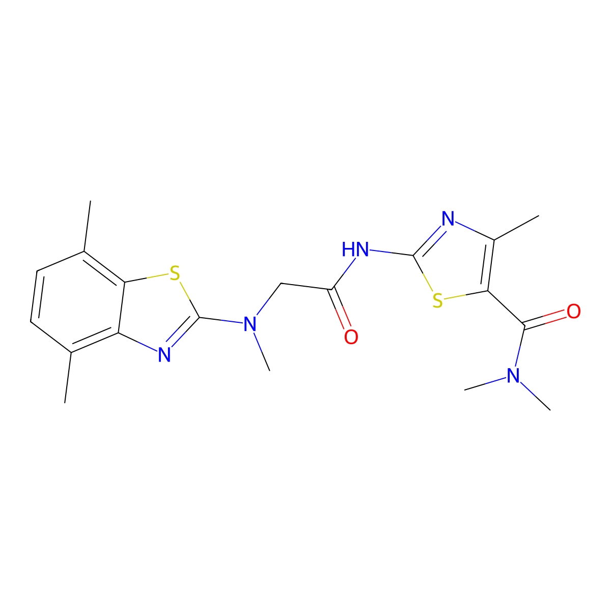 2-(2-((4,7-dimethylbenzo[d]thiazol-2-yl)(methyl)amino)acetamido)-N,N,4-trimethylthiazole-5-carboxamide molecular structure, CAS 1396876-21-3