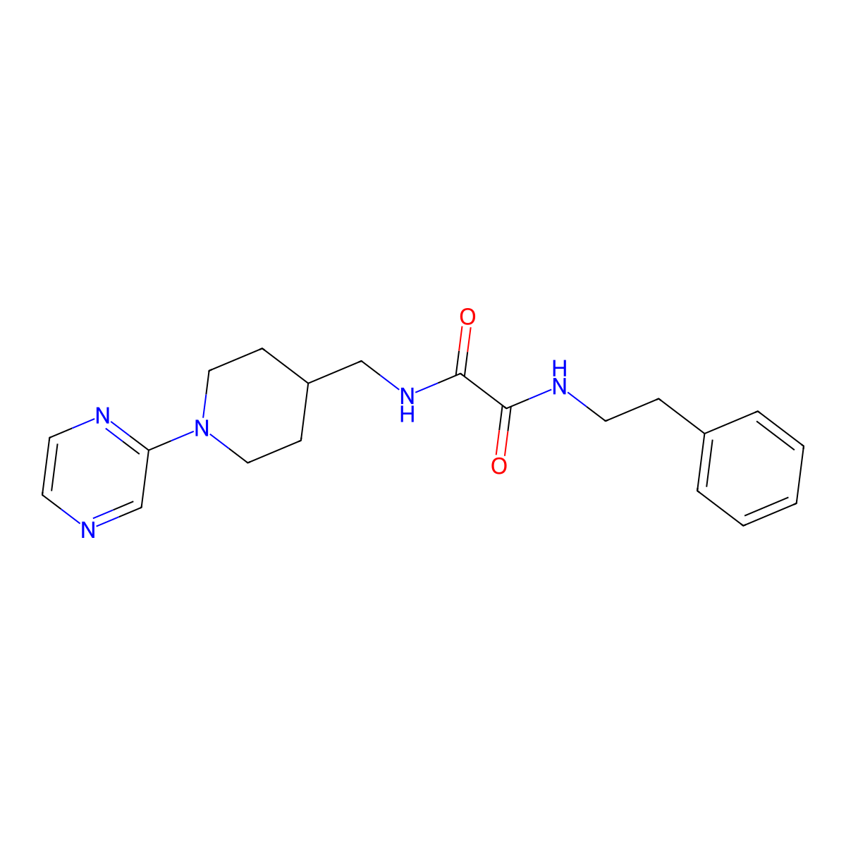 N1-phenethyl-N2-((1-(pyrazin-2-yl)piperidin-4-yl)methyl)oxalamide molecular structure, CAS 1396876-23-5