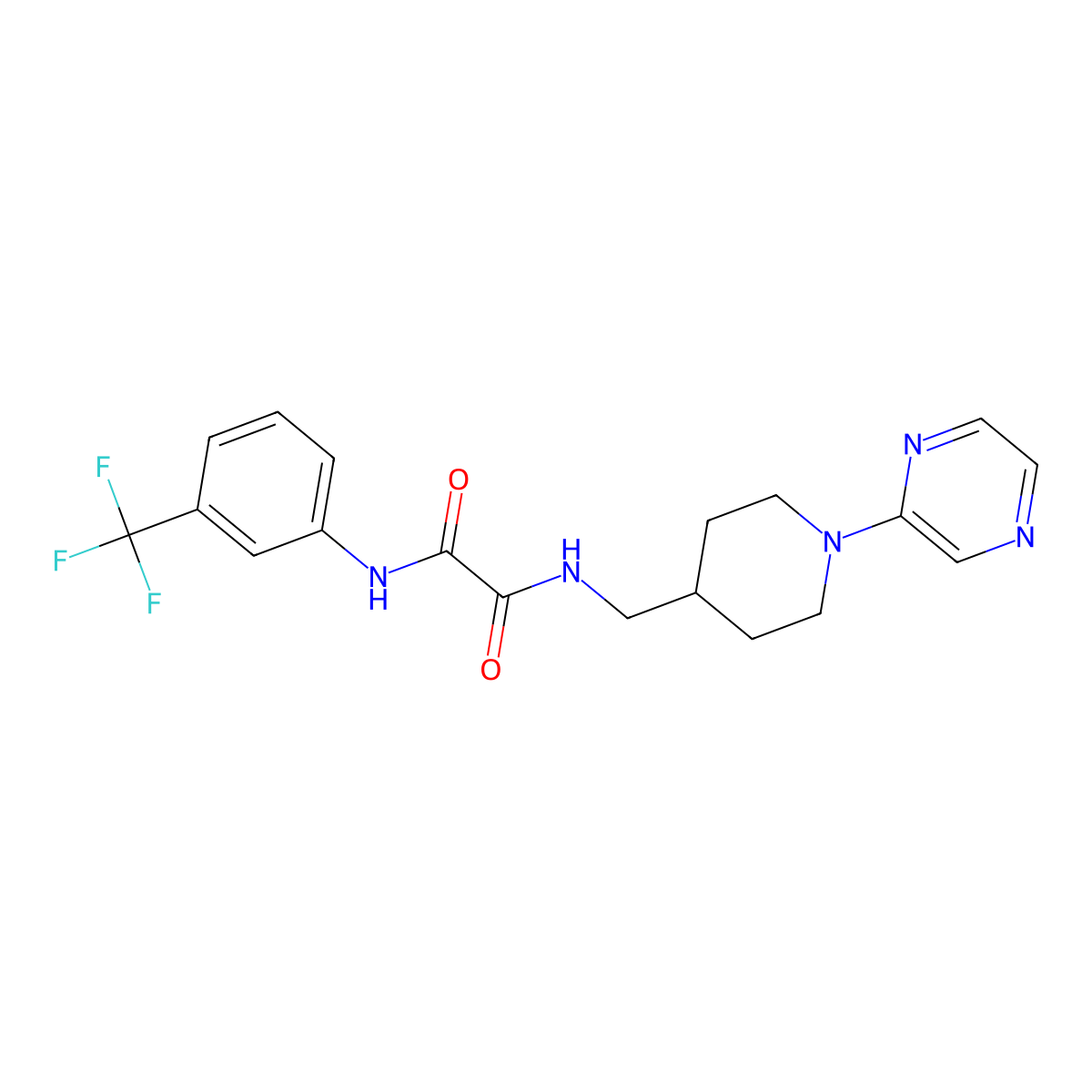N1-((1-(pyrazin-2-yl)piperidin-4-yl)methyl)-N2-(3-(trifluoromethyl)phenyl)oxalamide molecular structure, CAS 1396876-27-9