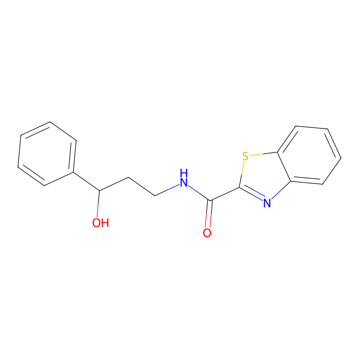 N-(3-hydroxy-3-phenylpropyl)benzo[d]thiazole-2-carboxamide molecular structure, CAS 1396876-30-4