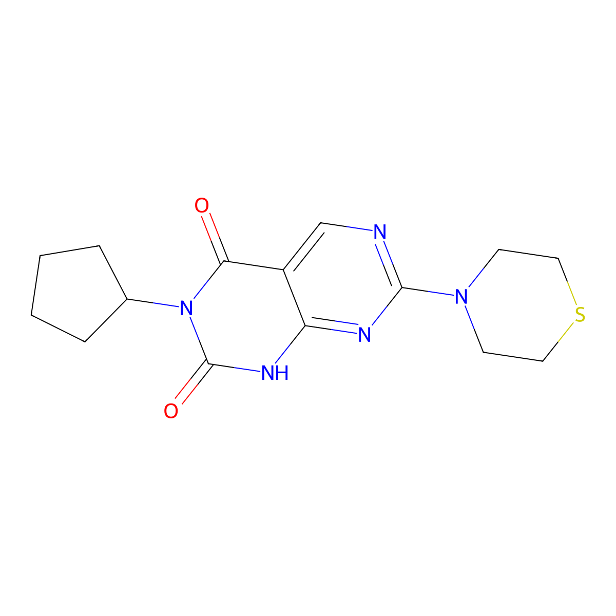 3-cyclopentyl-7-thiomorpholin-4-ylpyrimido[4,5-d]pyrimidine-2,4(1H,3H)-dione molecular structure, CAS 1396876-33-7
