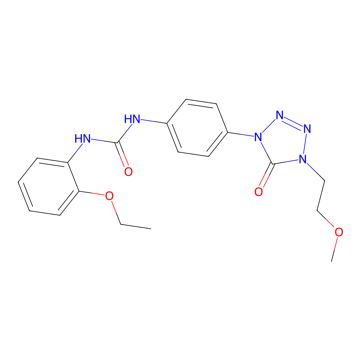 1-(2-ethoxyphenyl)-3-(4-(4-(2-methoxyethyl)-5-oxo-4,5-dihydro-1H-tetrazol-1-yl)phenyl)urea molecular structure, CAS 1396876-38-2