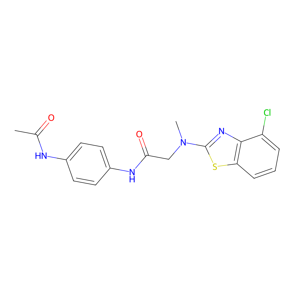 N-(4-acetamidophenyl)-2-((4-chlorobenzo[d]thiazol-2-yl)(methyl)amino)acetamide molecular structure, CAS 1396876-41-7
