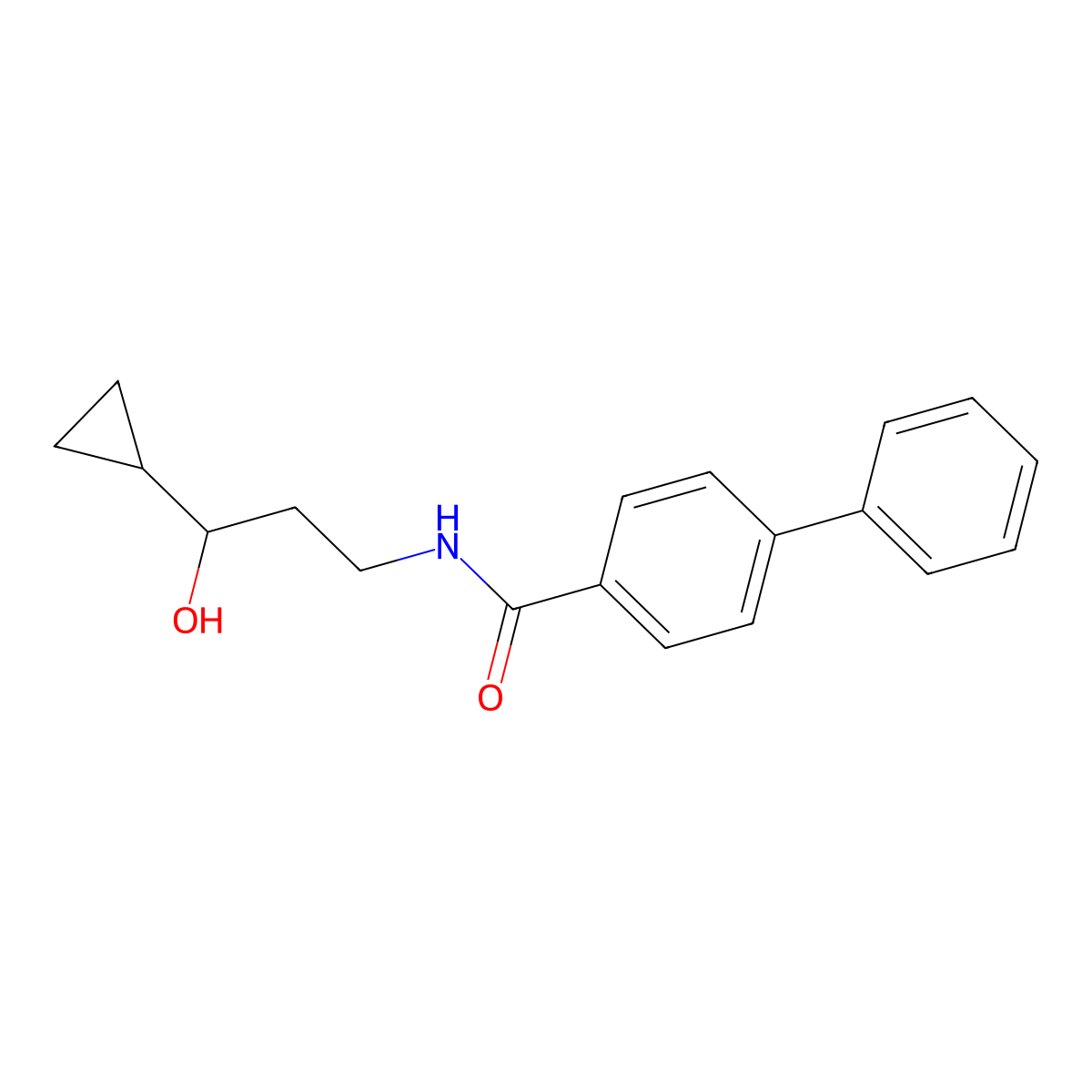N-(3-cyclopropyl-3-hydroxypropyl)-[1,1'-biphenyl]-4-carboxamide molecular structure, CAS 1396876-43-9