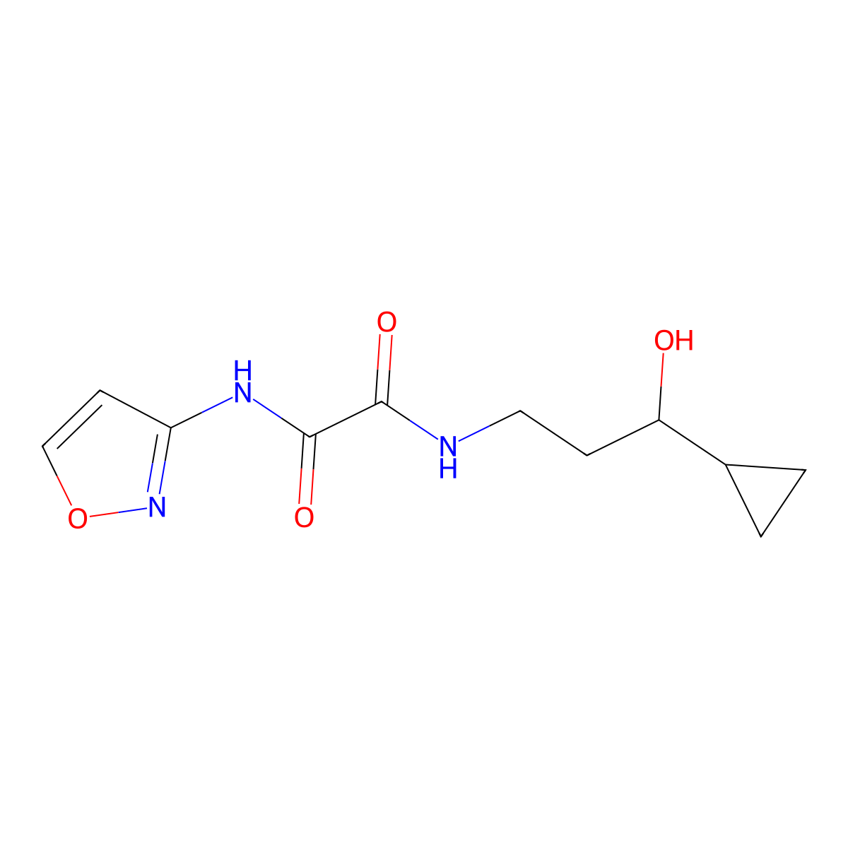 N1-(3-cyclopropyl-3-hydroxypropyl)-N2-(isoxazol-3-yl)oxalamide molecular structure, CAS 1396876-50-8