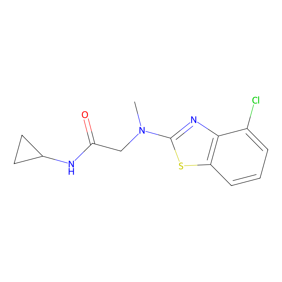 2-((4-chlorobenzo[d]thiazol-2-yl)(methyl)amino)-N-cyclopropylacetamide molecular structure, CAS 1396876-52-0