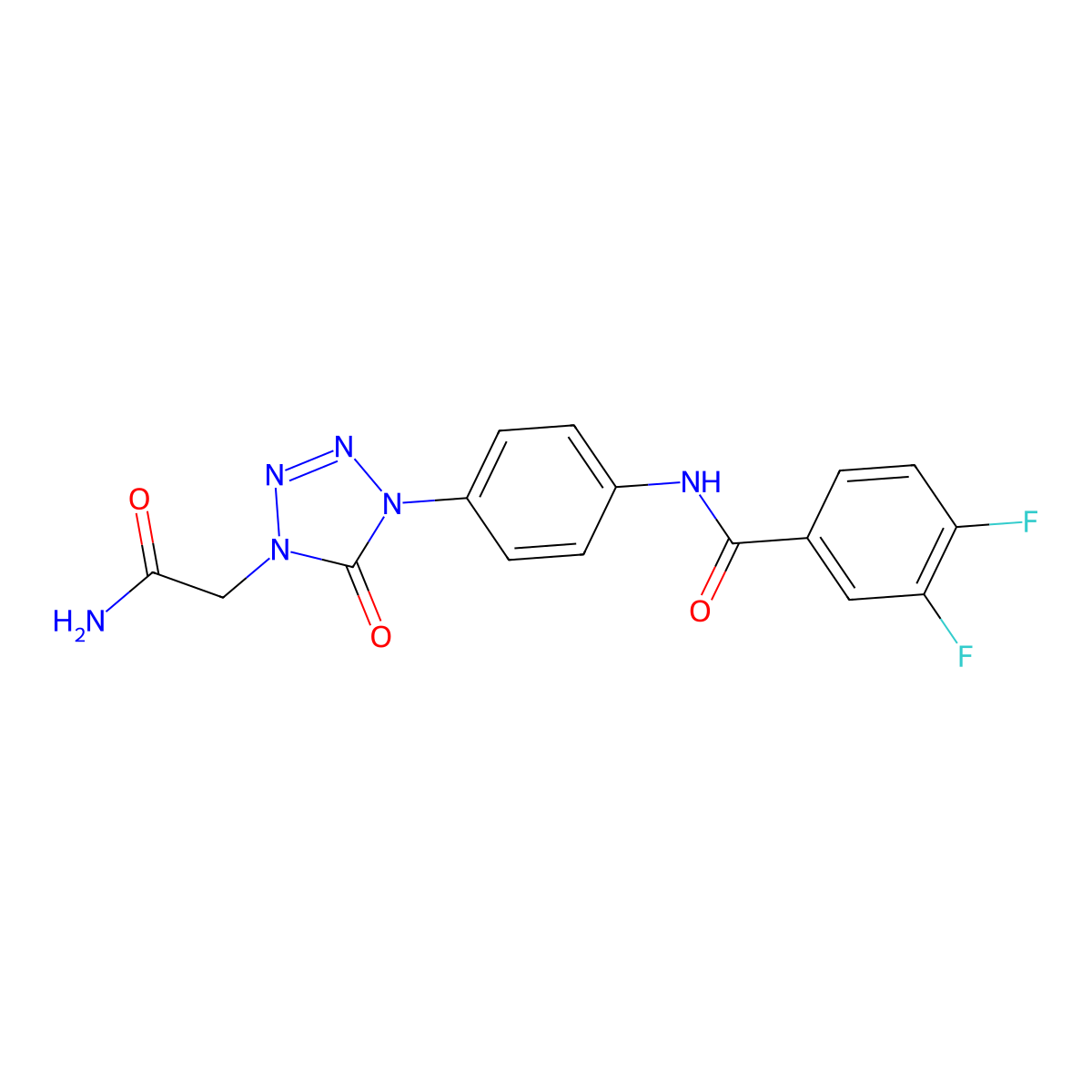 N-(4-(4-(2-amino-2-oxoethyl)-5-oxo-4,5-dihydro-1H-tetrazol-1-yl)phenyl)-3,4-difluorobenzamide molecular structure, CAS 1396876-53-1