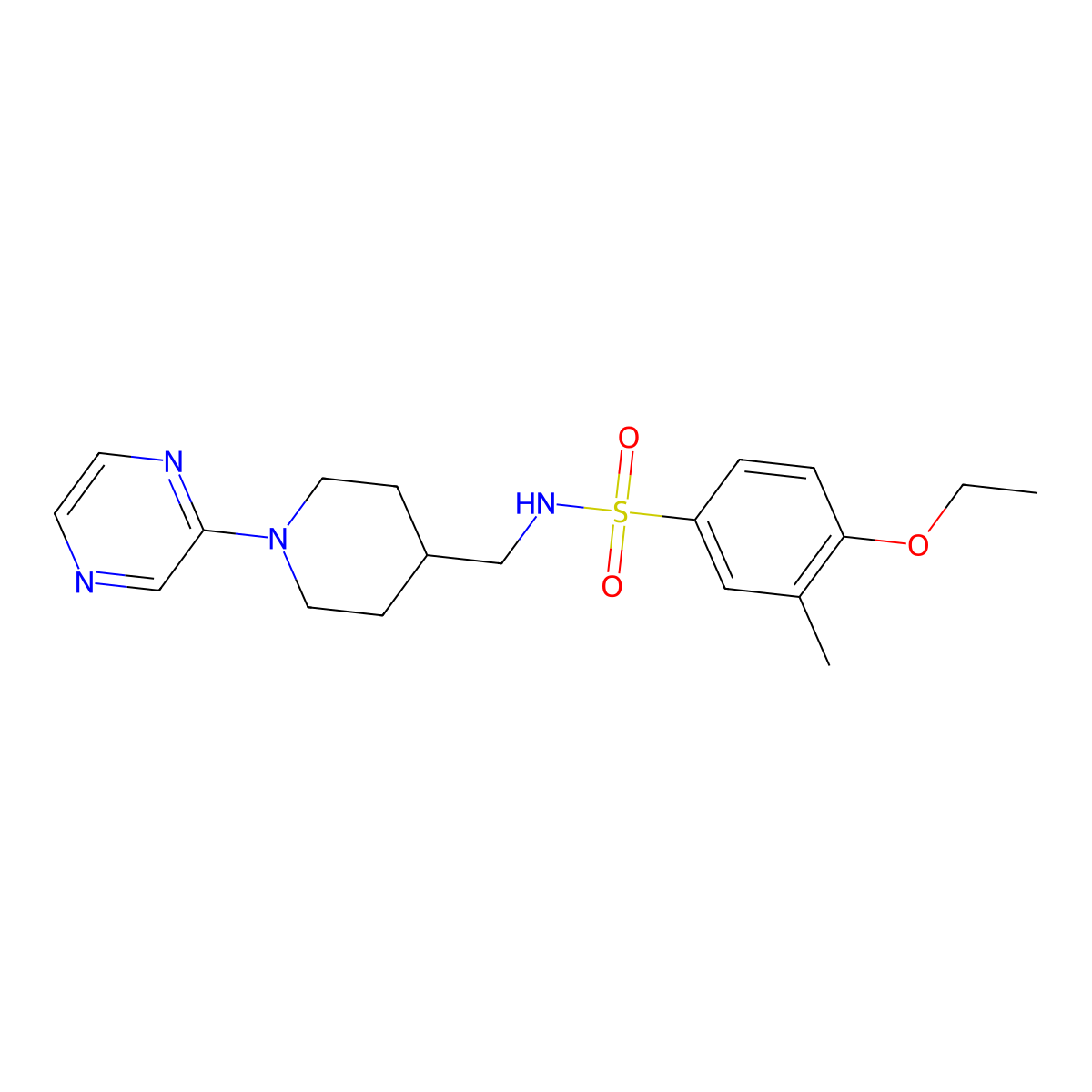 4-ethoxy-3-methyl-N-((1-(pyrazin-2-yl)piperidin-4-yl)methyl)benzenesulfonamide molecular structure, CAS 1396876-56-4
