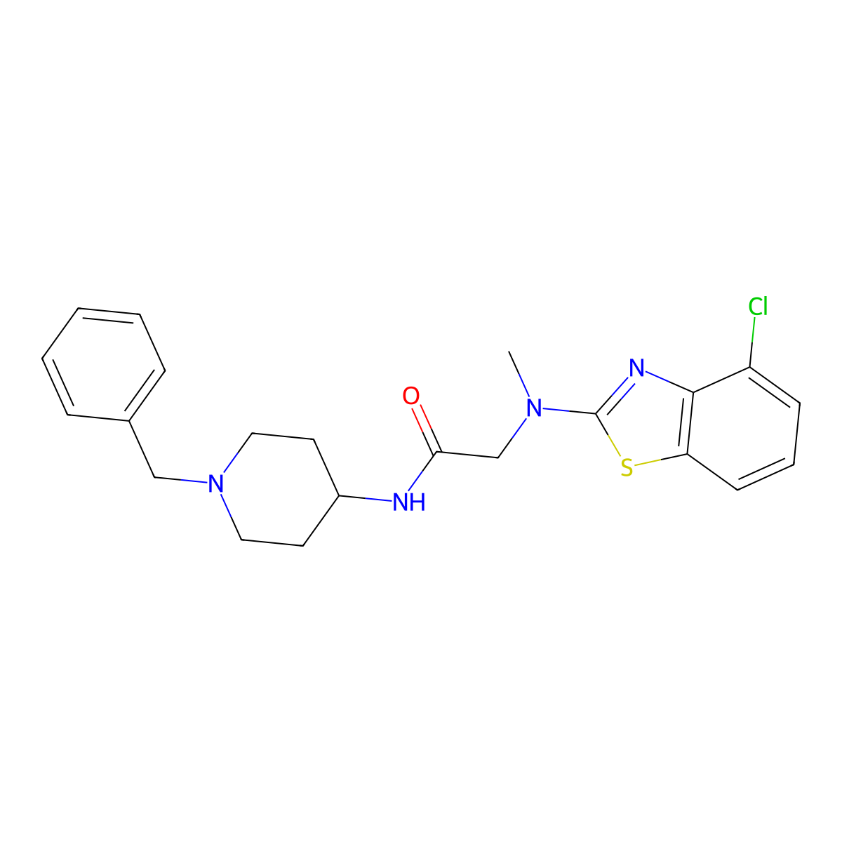 N-(1-benzylpiperidin-4-yl)-2-((4-chlorobenzo[d]thiazol-2-yl)(methyl)amino)acetamide molecular structure, CAS 1396876-59-7