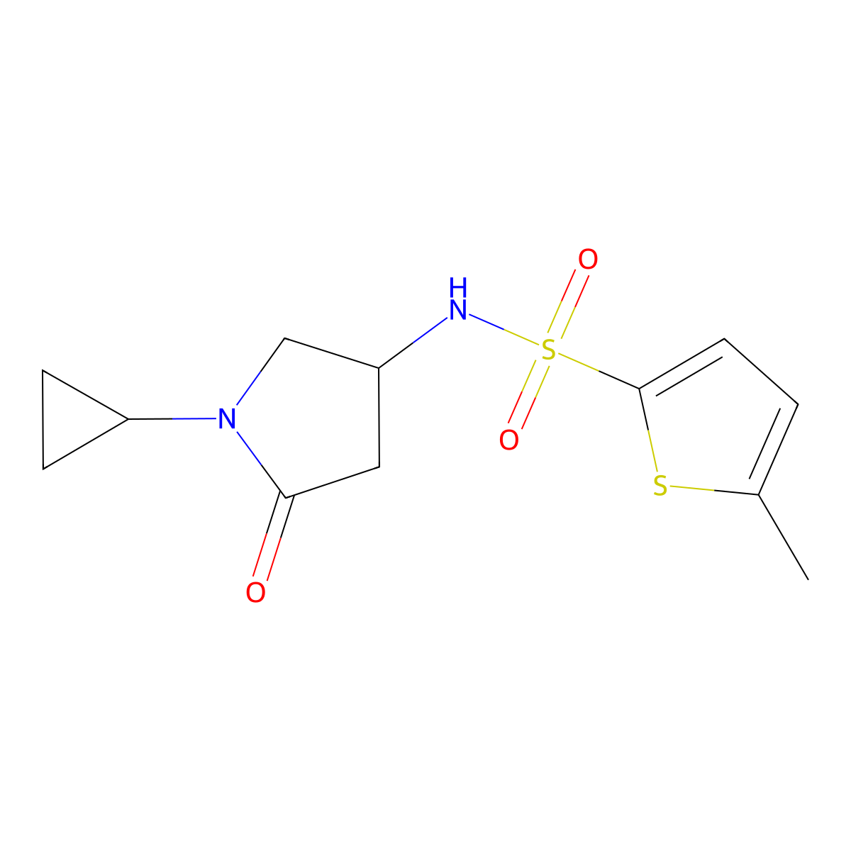 N-(1-cyclopropyl-5-oxopyrrolidin-3-yl)-5-methylthiophene-2-sulfonamide molecular structure, CAS 1396876-63-3