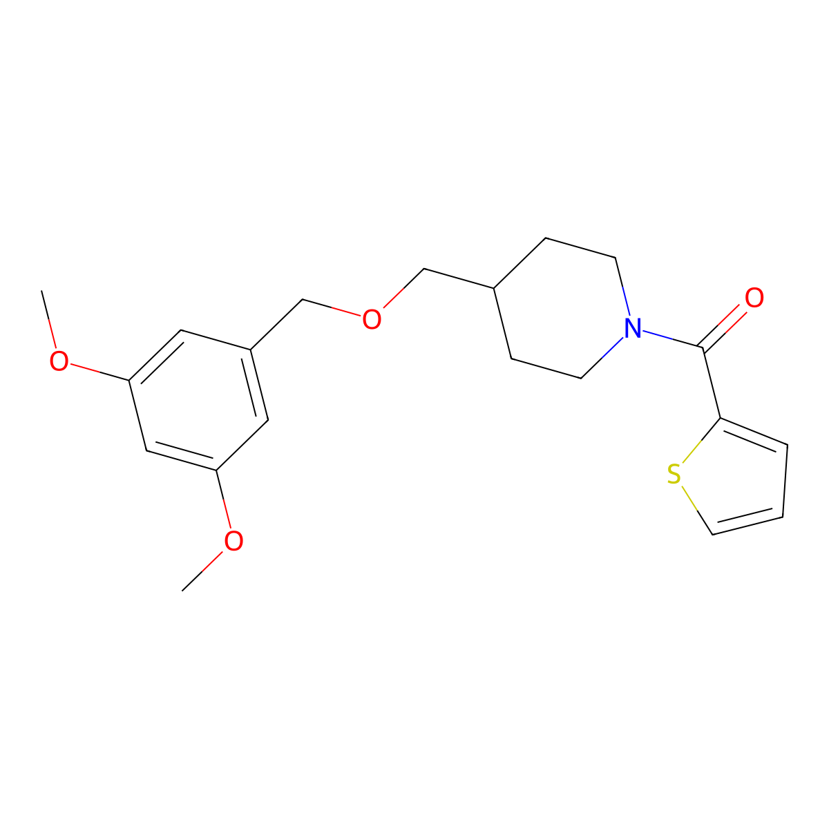 (4-(((3,5-Dimethoxybenzyl)oxy)methyl)piperidin-1-yl)(thiophen-2-yl)methanone molecular structure, CAS 1396876-67-7