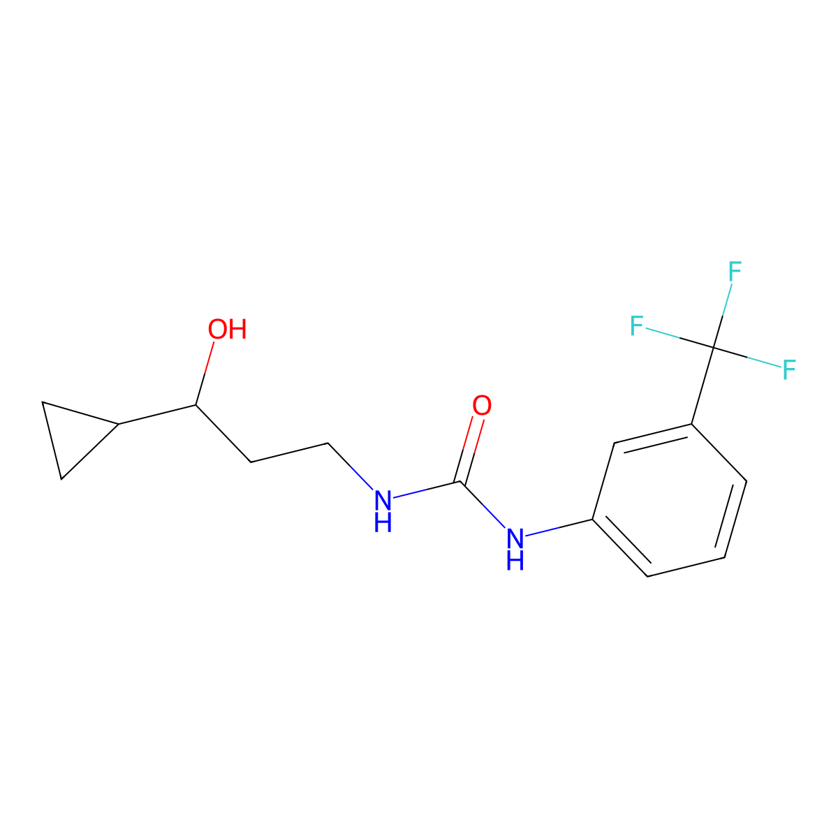 1-(3-Cyclopropyl-3-hydroxypropyl)-3-(3-(trifluoromethyl)phenyl)urea molecular structure, CAS 1396876-71-3