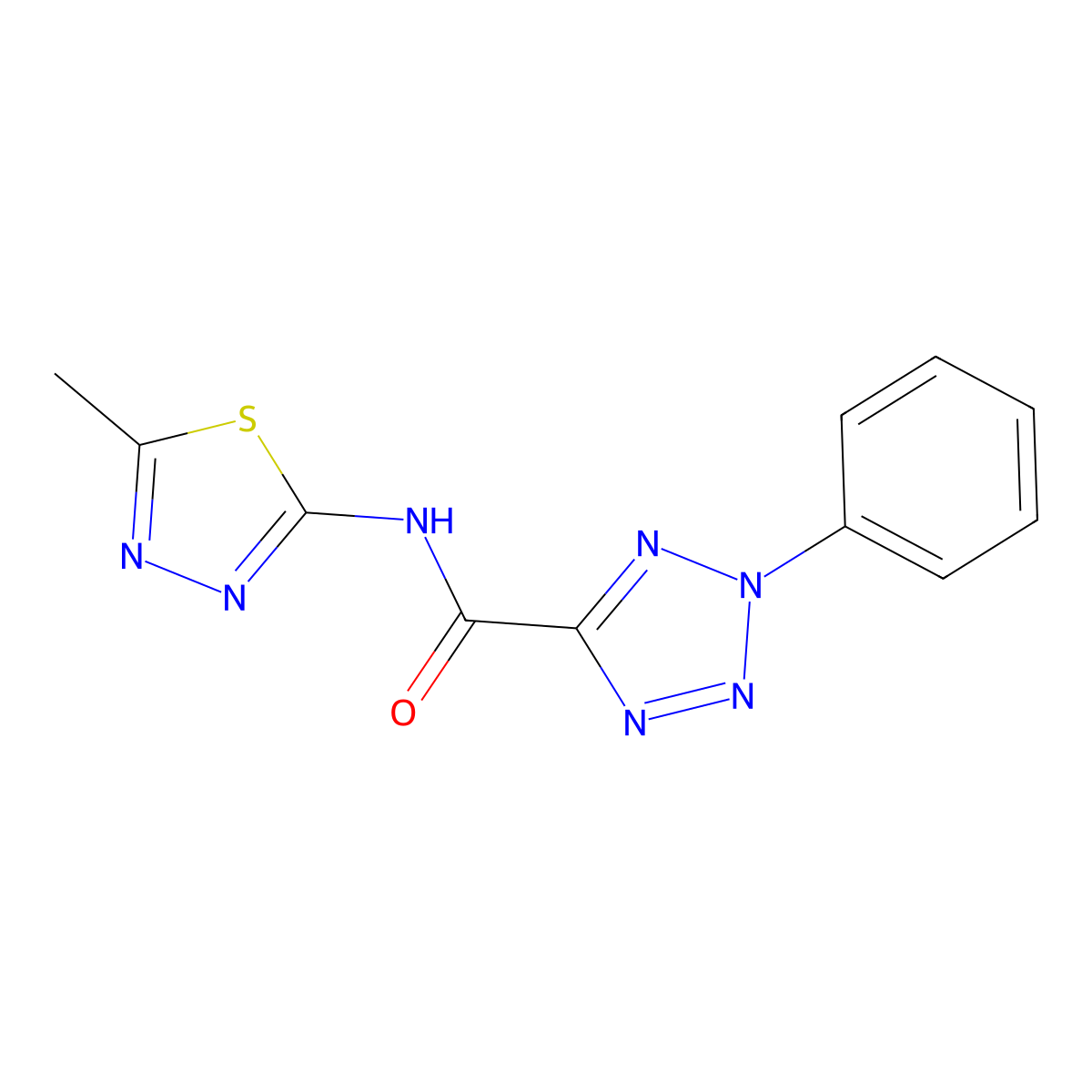 N-(5-methyl-1,3,4-thiadiazol-2-yl)-2-phenyl-2H-tetrazole-5-carboxamide molecular structure, CAS 1396876-73-5