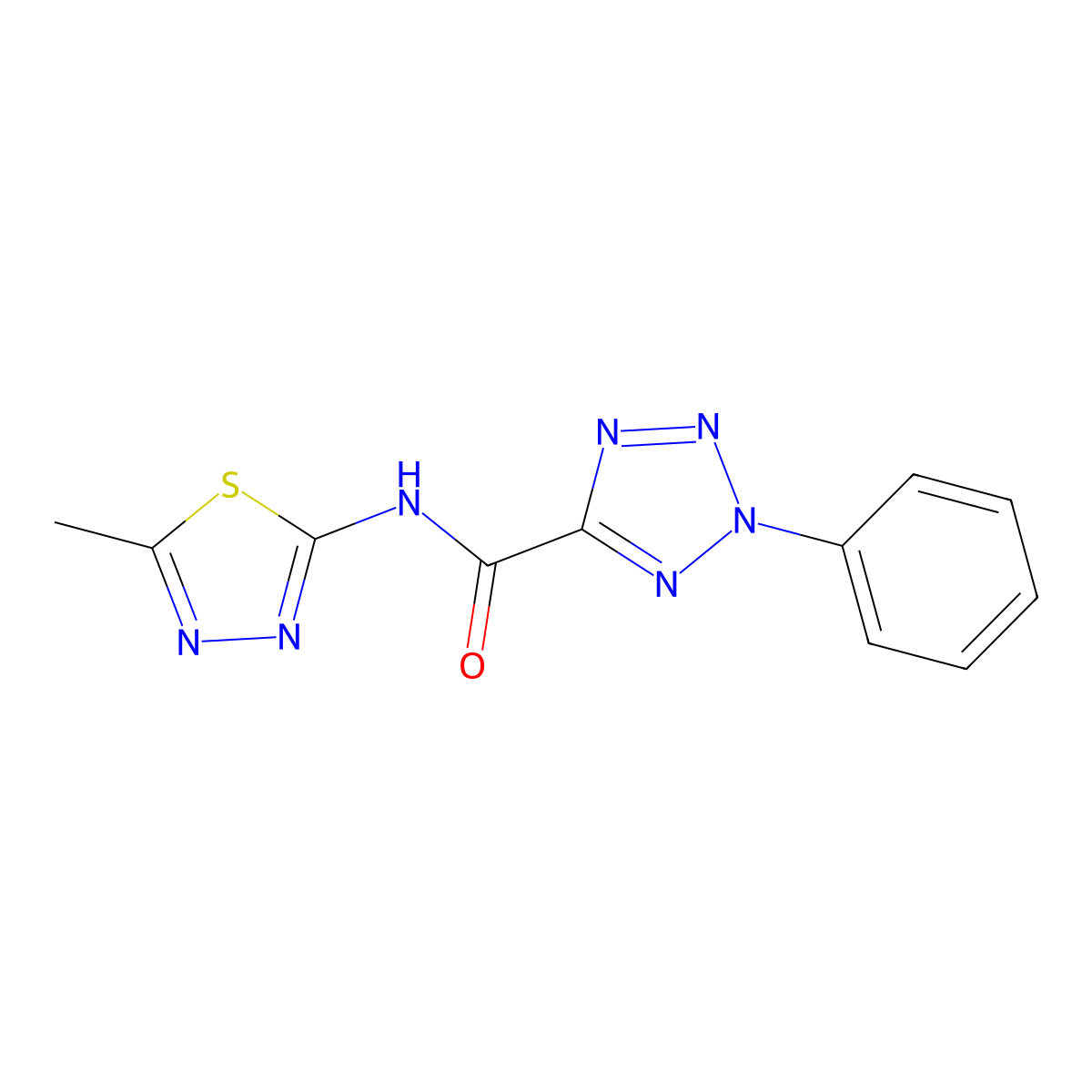 N-(5-methyl-1,3,4-thiadiazol-2-yl)-2-phenyl-2H-tetrazole-5-carboxamide molecular structure, CAS 1396876-73-5