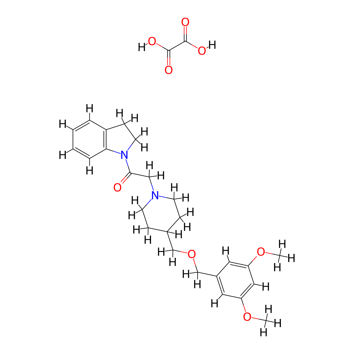 2-(4-(((3,5-Dimethoxybenzyl)oxy)methyl)piperidin-1-yl)-1-(indolin-1-yl)ethanone oxalate molecular structure, CAS 1396876-77-9