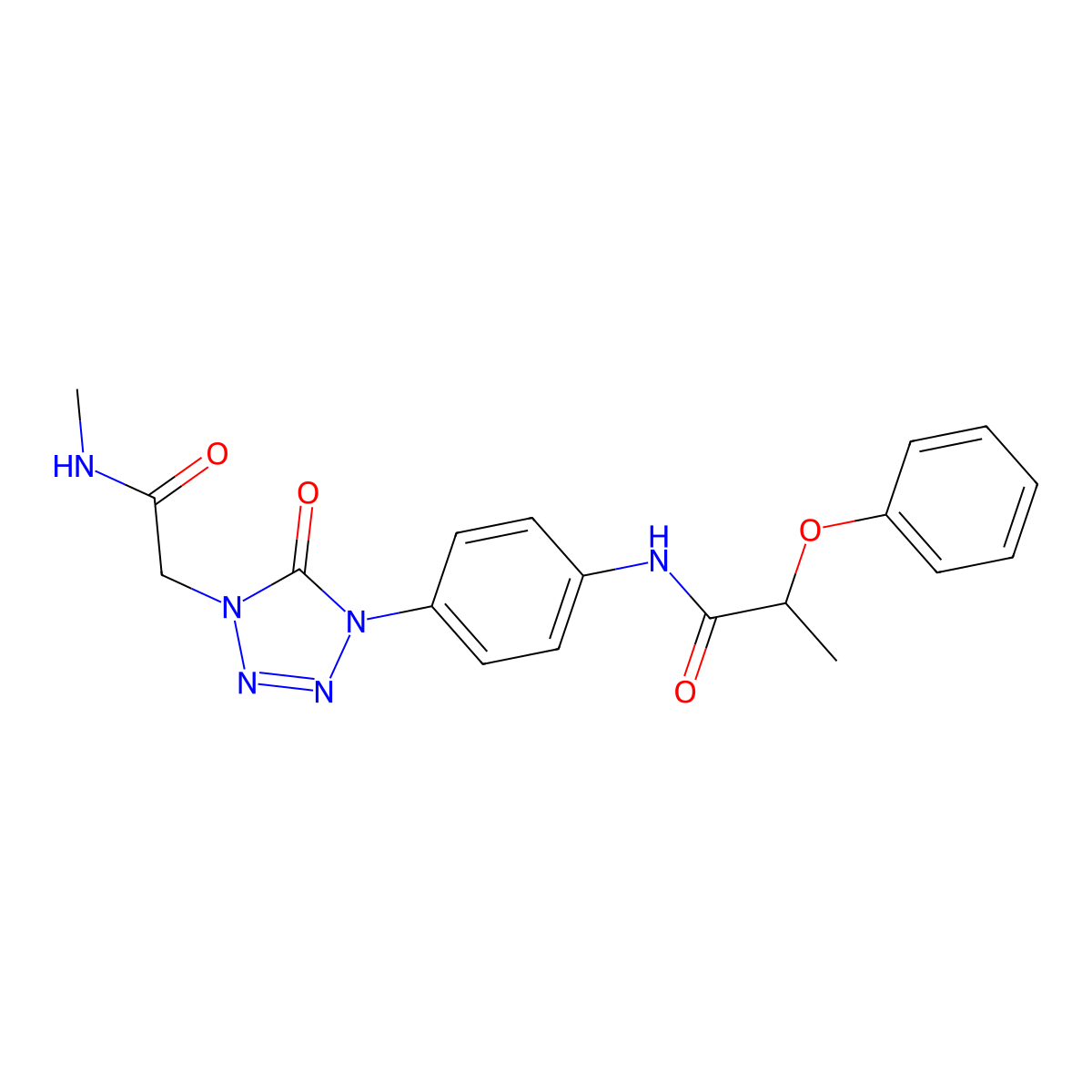N-(4-(4-(2-(methylamino)-2-oxoethyl)-5-oxo-4,5-dihydro-1H-tetrazol-1-yl)phenyl)-2-phenoxypropanamide molecular structure, CAS 1396876-79-1