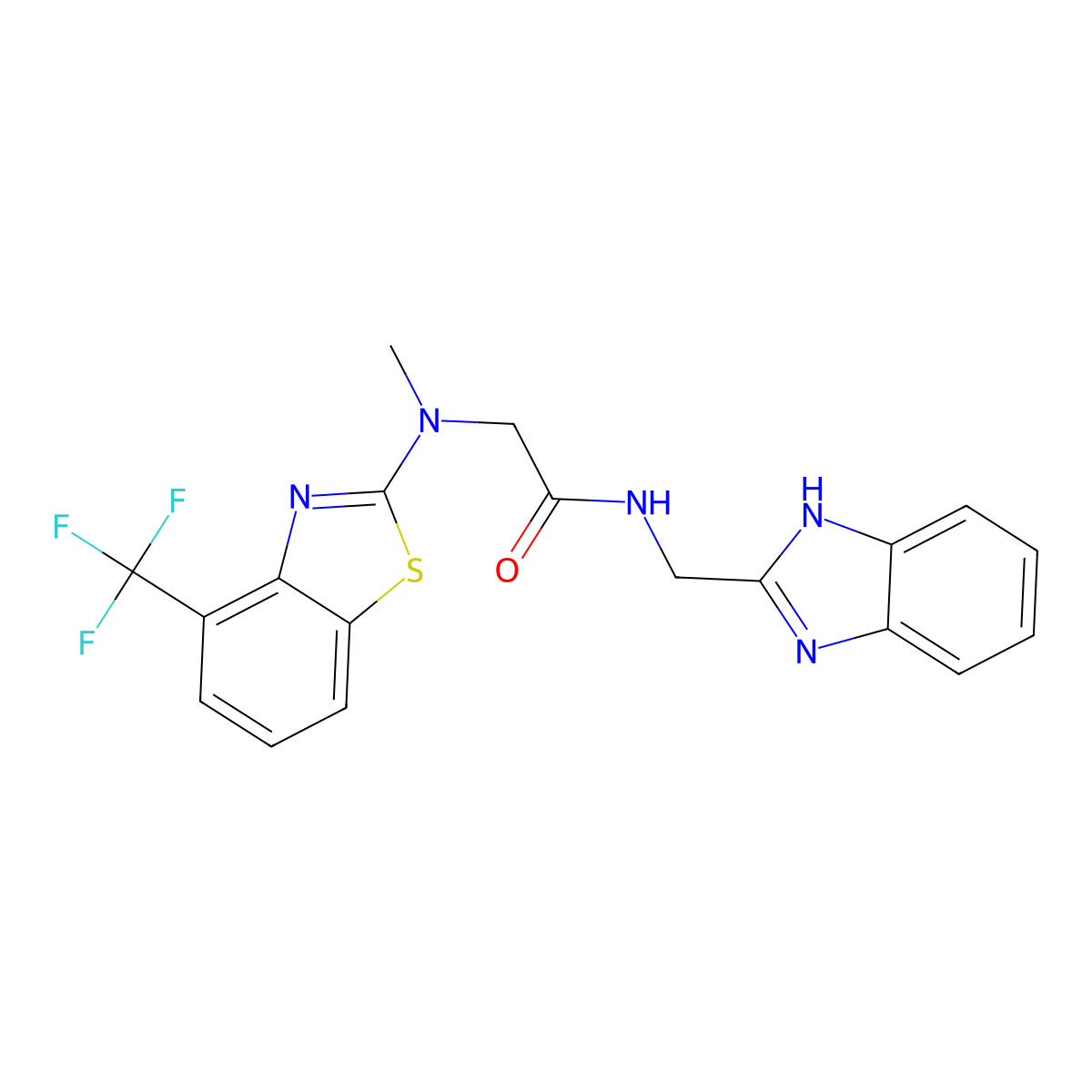 N-((1H-benzo[d]imidazol-2-yl)methyl)-2-(methyl(4-(trifluoromethyl)benzo[d]thiazol-2-yl)amino)acetamide molecular structure, CAS 1396876-84-8