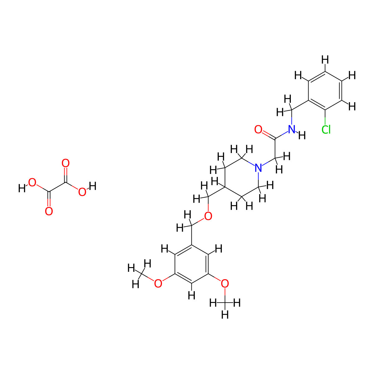 N-(2-chlorobenzyl)-2-(4-(((3,5-dimethoxybenzyl)oxy)methyl)piperidin-1-yl)acetamide oxalate molecular structure, CAS 1396876-88-2