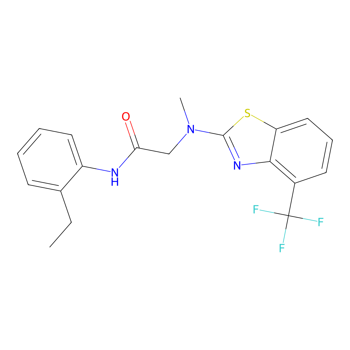 N-(2-ethylphenyl)-2-(methyl(4-(trifluoromethyl)benzo[d]thiazol-2-yl)amino)acetamide molecular structure, CAS 1396876-94-0
