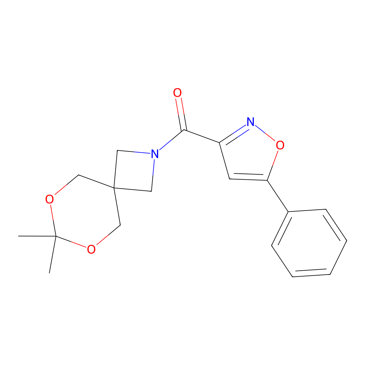 (7,7-Dimethyl-6,8-dioxa-2-azaspiro[3.5]nonan-2-yl)(5-phenylisoxazol-3-yl)methanone molecular structure, CAS 1396876-96-2