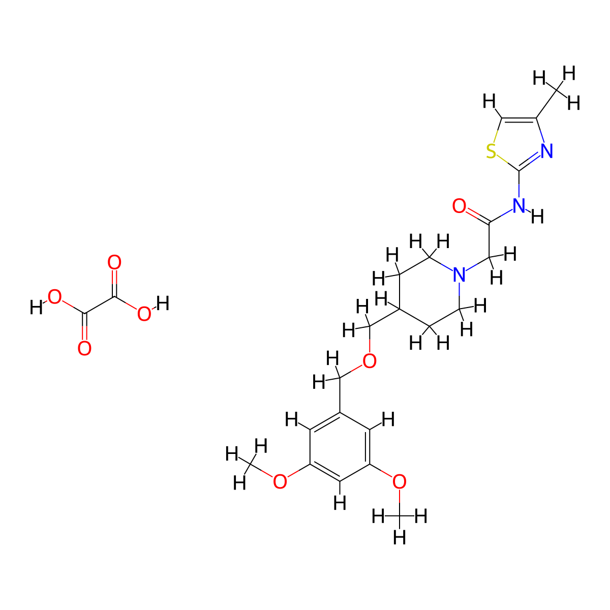 2-(4-(((3,5-dimethoxybenzyl)oxy)methyl)piperidin-1-yl)-N-(4-methylthiazol-2-yl)acetamide oxalate molecular structure, CAS 1396876-99-5