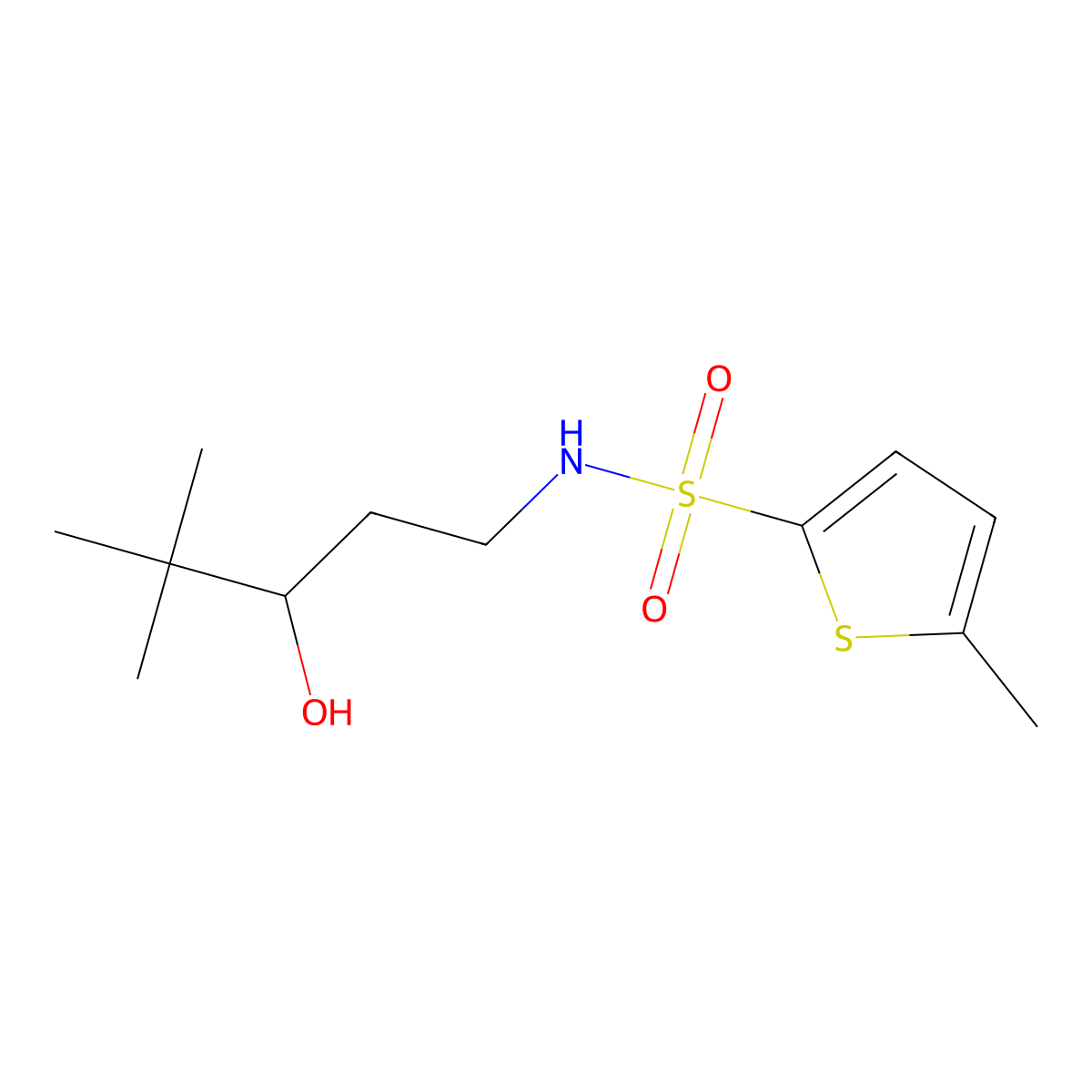 N-(3-hydroxy-4,4-dimethylpentyl)-5-methylthiophene-2-sulfonamide molecular structure, CAS 1396877-00-1