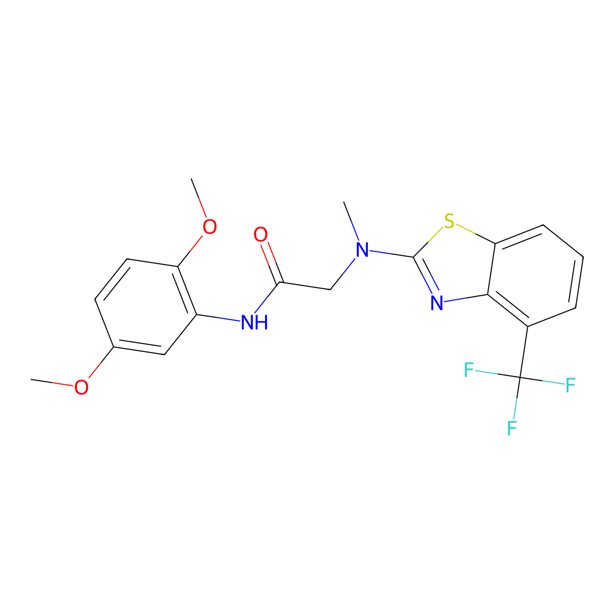 N-(2,5-dimethoxyphenyl)-2-{methyl[4-(trifluoromethyl)-1,3-benzothiazol-2-yl]amino}acetamide molecular structure, CAS 1396877-03-4