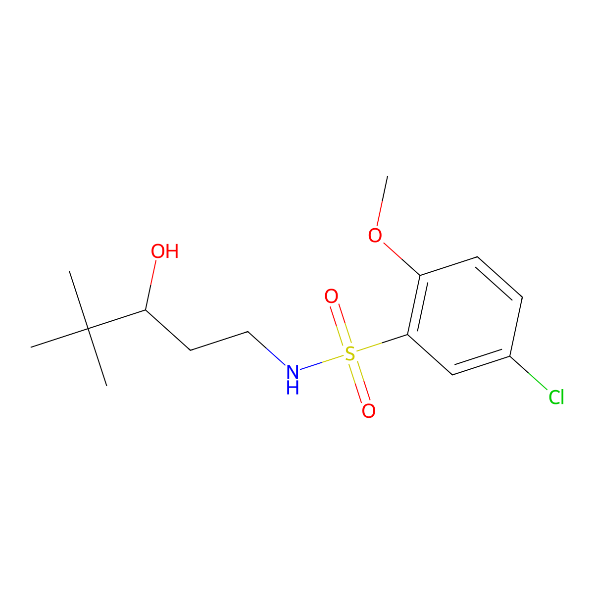 5-chloro-N-(3-hydroxy-4,4-dimethylpentyl)-2-methoxybenzenesulfonamide molecular structure, CAS 1396877-04-5