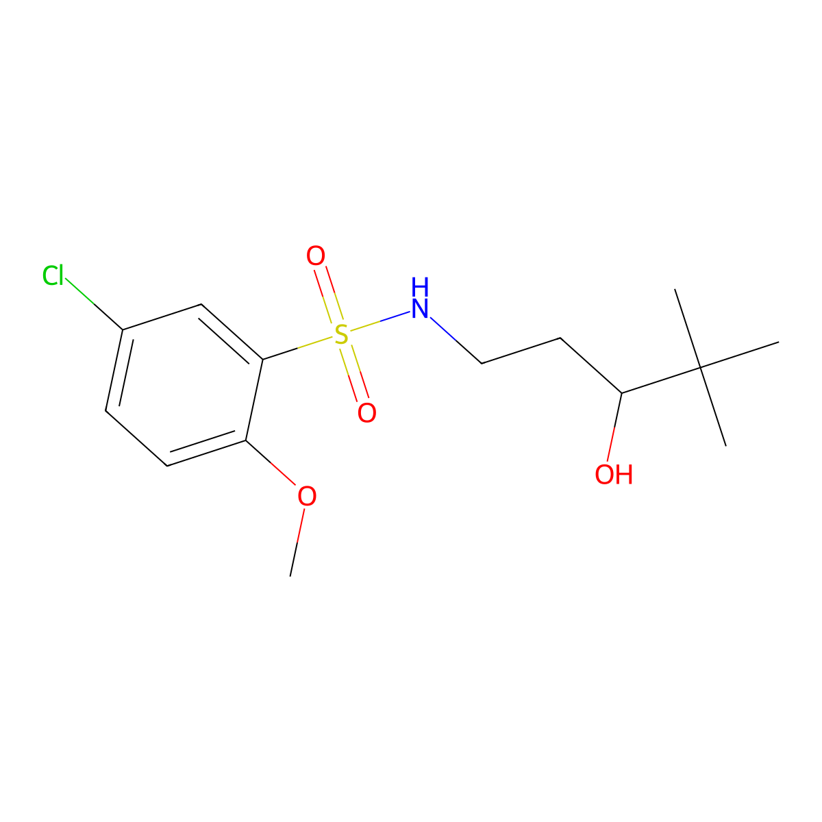 5-chloro-N-(3-hydroxy-4,4-dimethylpentyl)-2-methoxybenzenesulfonamide molecular structure, CAS 1396877-04-5