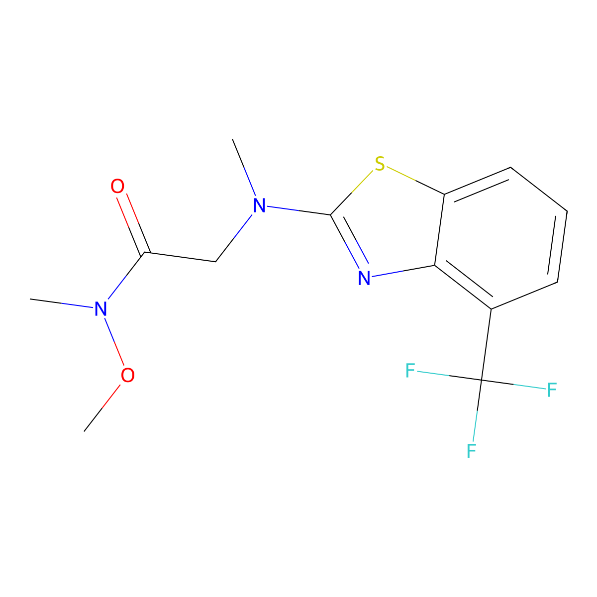 N-methoxy-N-methyl-2-{methyl[4-(trifluoromethyl)-1,3-benzothiazol-2-yl]amino}acetamide molecular structure, CAS 1396877-13-6