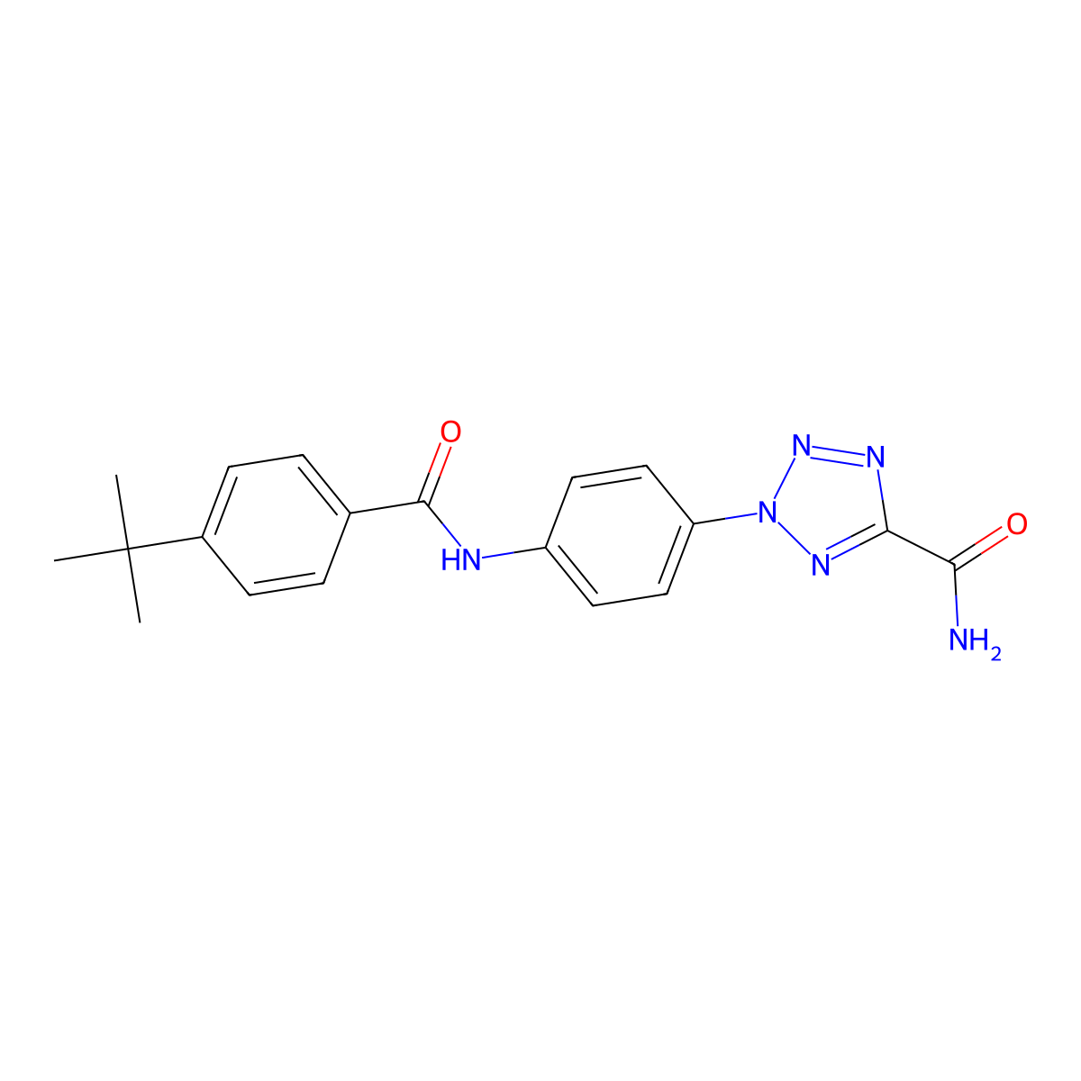 2-(4-(4-(tert-butyl)benzamido)phenyl)-2H-tetrazole-5-carboxamide molecular structure, CAS 1396877-15-8