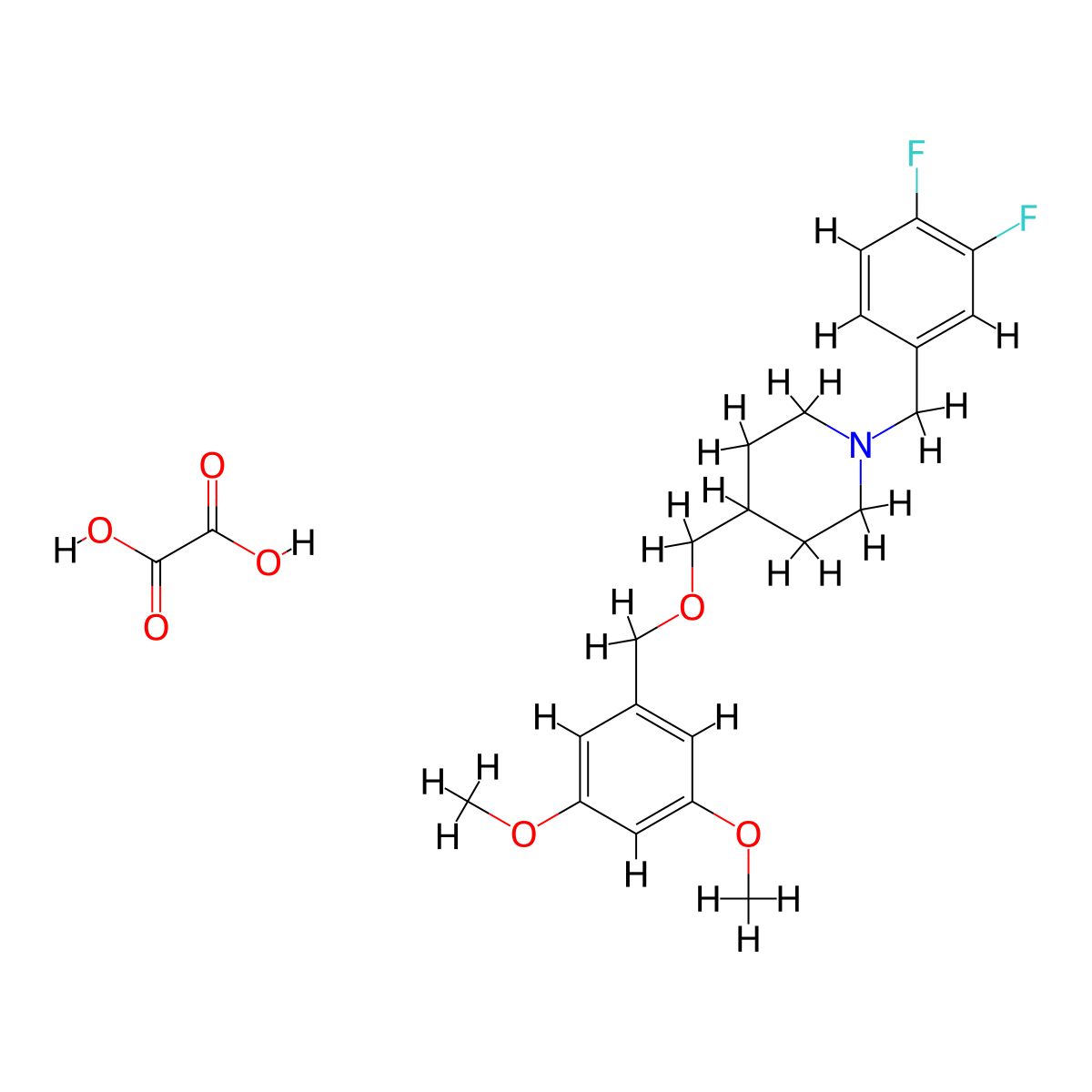 1-(3,4-Difluorobenzyl)-4-(((3,5-dimethoxybenzyl)oxy)methyl)piperidine oxalate molecular structure, CAS 1396877-19-2
