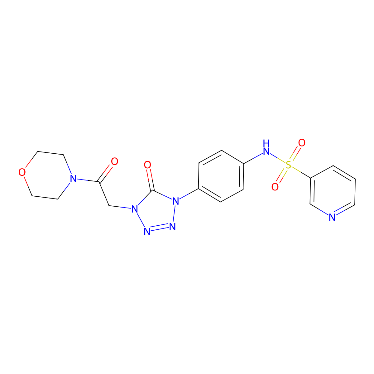 N-(4-(4-(2-morpholino-2-oxoethyl)-5-oxo-4,5-dihydro-1H-tetrazol-1-yl)phenyl)pyridine-3-sulfonamide molecular structure, CAS 1396877-20-5