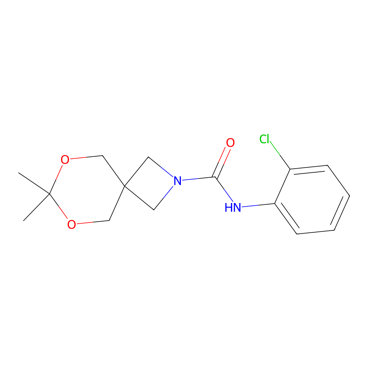 N-(2-chlorophenyl)-7,7-dimethyl-6,8-dioxa-2-azaspiro[3.5]nonane-2-carboxamide molecular structure, CAS 1396877-24-9