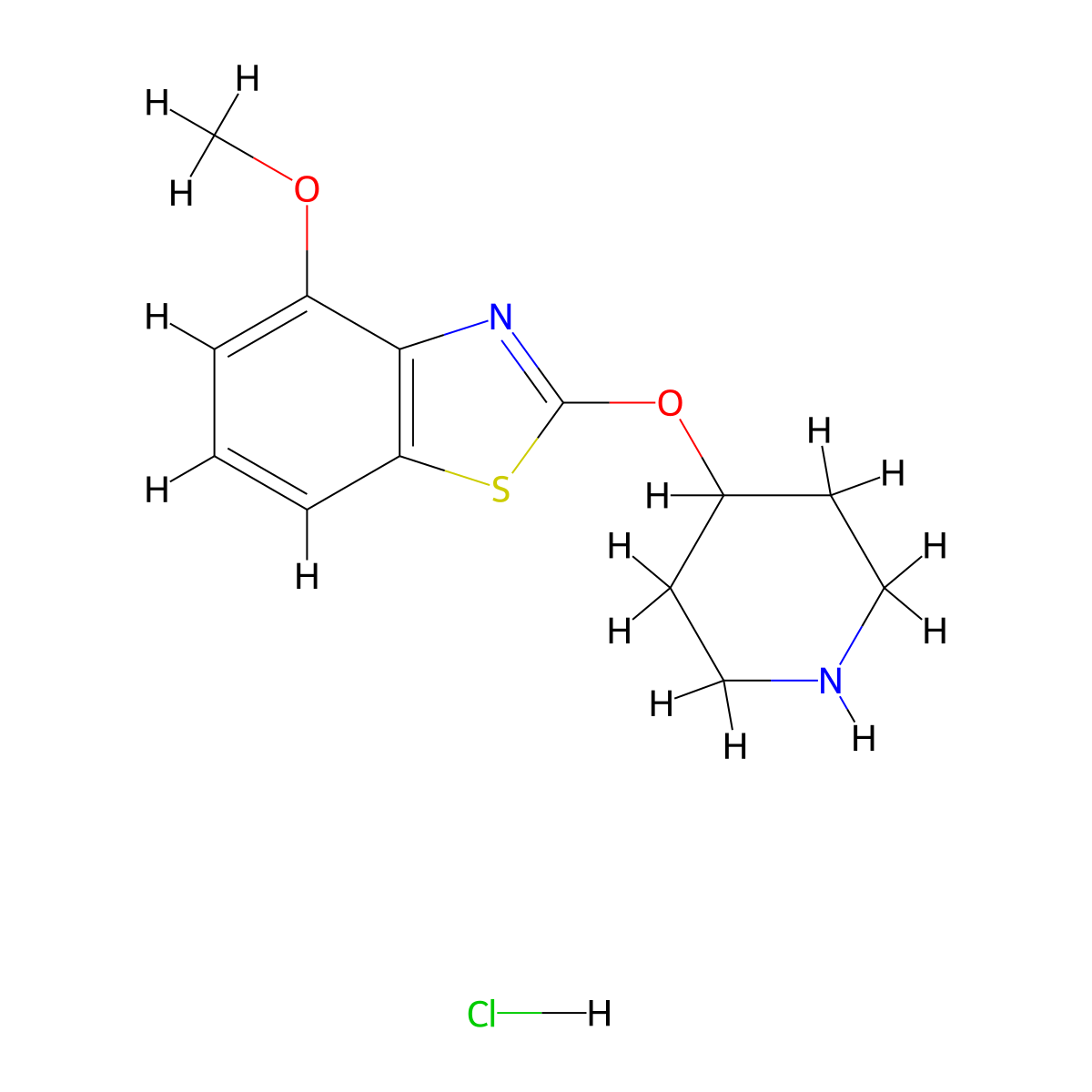 4-Methoxy-2-(piperidin-4-yloxy)benzo[d]thiazole hydrochloride molecular structure, CAS 1396877-26-1