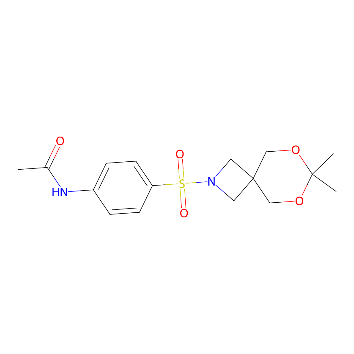 N-(4-((7,7-dimethyl-6,8-dioxa-2-azaspiro[3.5]nonan-2-yl)sulfonyl)phenyl)acetamide molecular structure, CAS 1396877-31-8