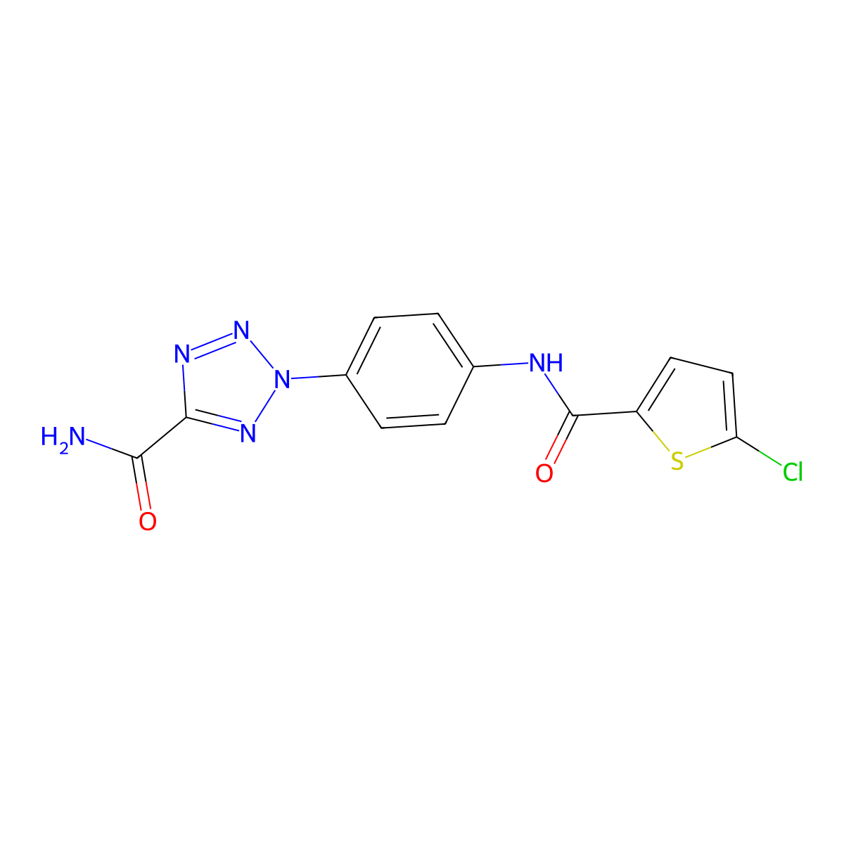 2-(4-(5-chlorothiophene-2-carboxamido)phenyl)-2H-tetrazole-5-carboxamide molecular structure, CAS 1396877-37-4