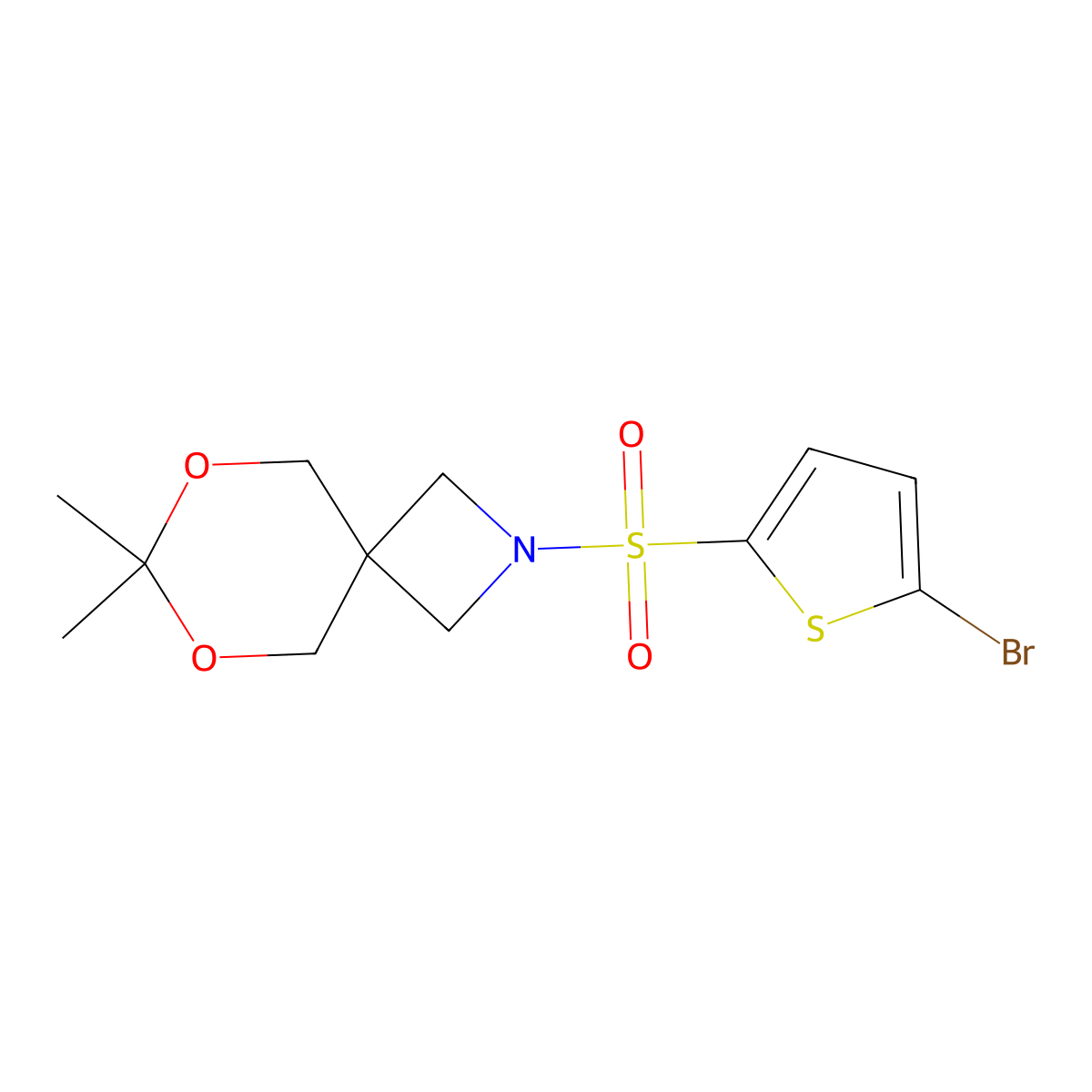 2-((5-Bromothiophen-2-yl)sulfonyl)-7,7-dimethyl-6,8-dioxa-2-azaspiro[3.5]nonane molecular structure, CAS 1396877-39-6