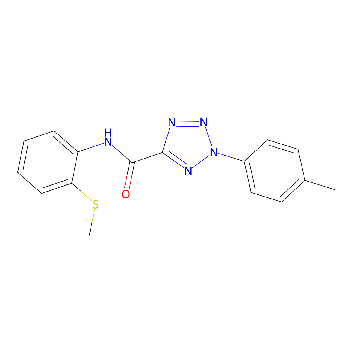 N-(2-(methylthio)phenyl)-2-(p-tolyl)-2H-tetrazole-5-carboxamide molecular structure, CAS 1396877-47-6