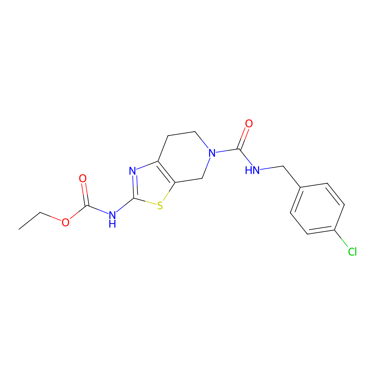 Ethyl (5-((4-chlorobenzyl)carbamoyl)-4,5,6,7-tetrahydrothiazolo[5,4-c]pyridin-2-yl)carbamate molecular structure, CAS 1396877-50-1