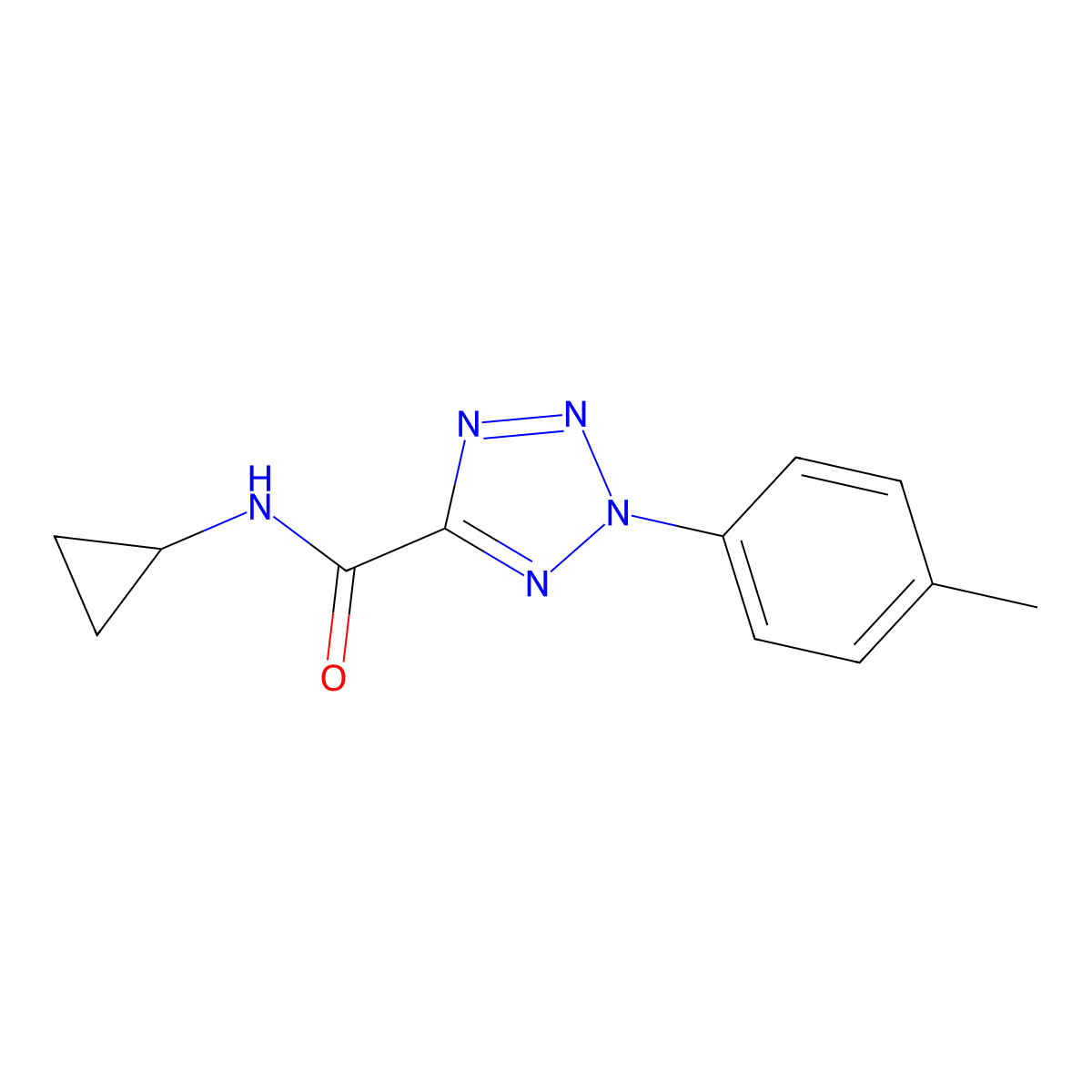 N-cyclopropyl-2-(p-tolyl)-2H-tetrazole-5-carboxamide molecular structure, CAS 1396877-53-4