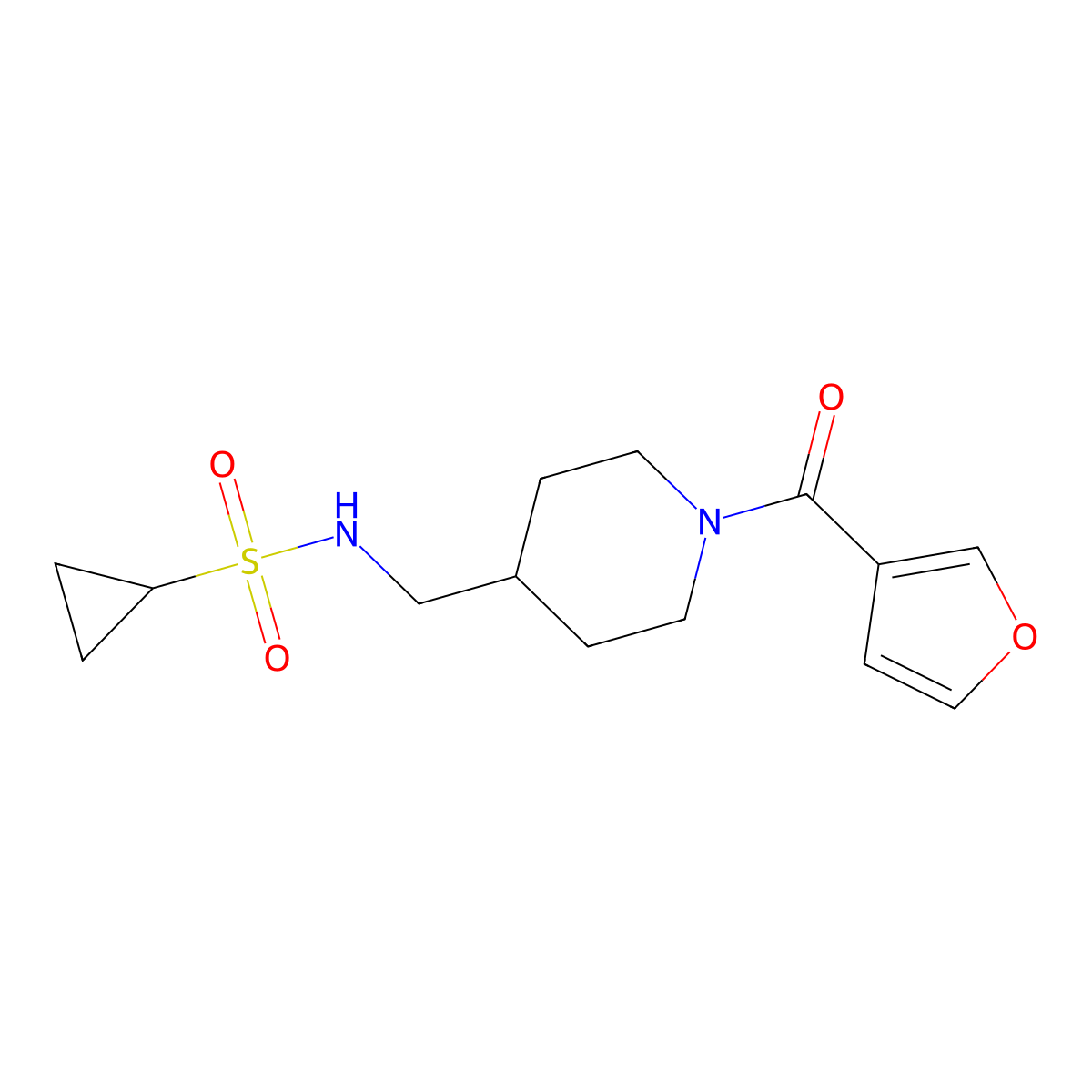N-((1-(furan-3-carbonyl)piperidin-4-yl)methyl)cyclopropanesulfonamide molecular structure, CAS 1396877-54-5
