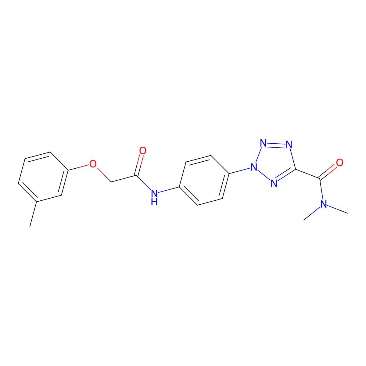 N,N-dimethyl-2-(4-(2-(m-tolyloxy)acetamido)phenyl)-2H-tetrazole-5-carboxamide molecular structure, CAS 1396877-60-3