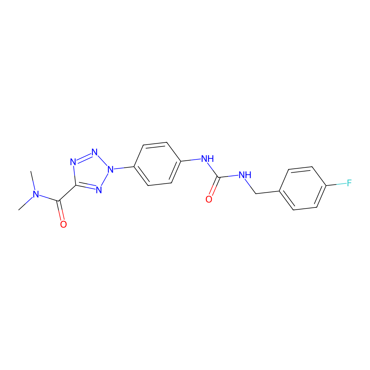 2-(4-(3-(4-fluorobenzyl)ureido)phenyl)-N,N-dimethyl-2H-tetrazole-5-carboxamide molecular structure, CAS 1396877-67-0